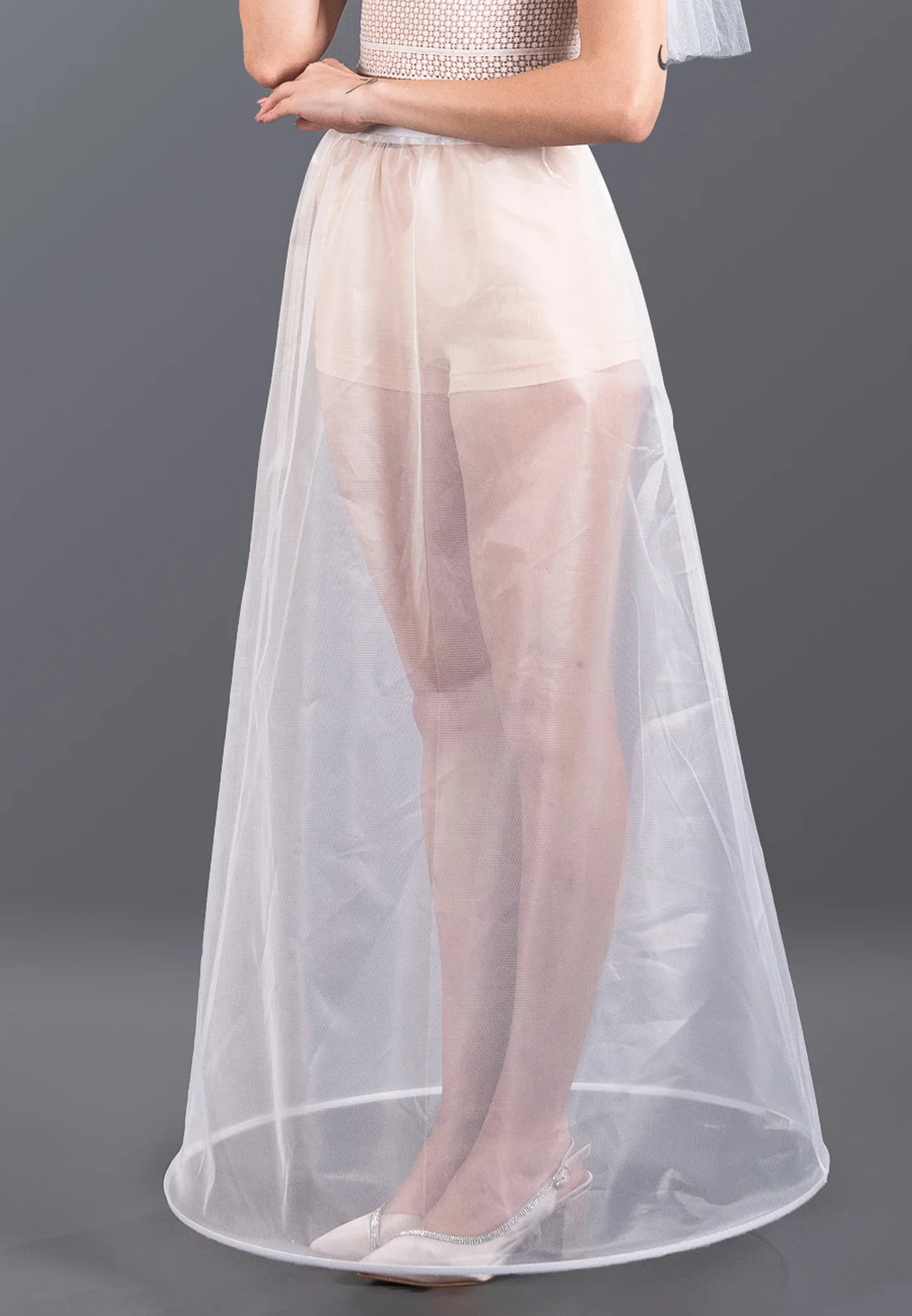 1 Hoop Tulle Without Flounce A-line Petticoat abtec191 - Image 2
