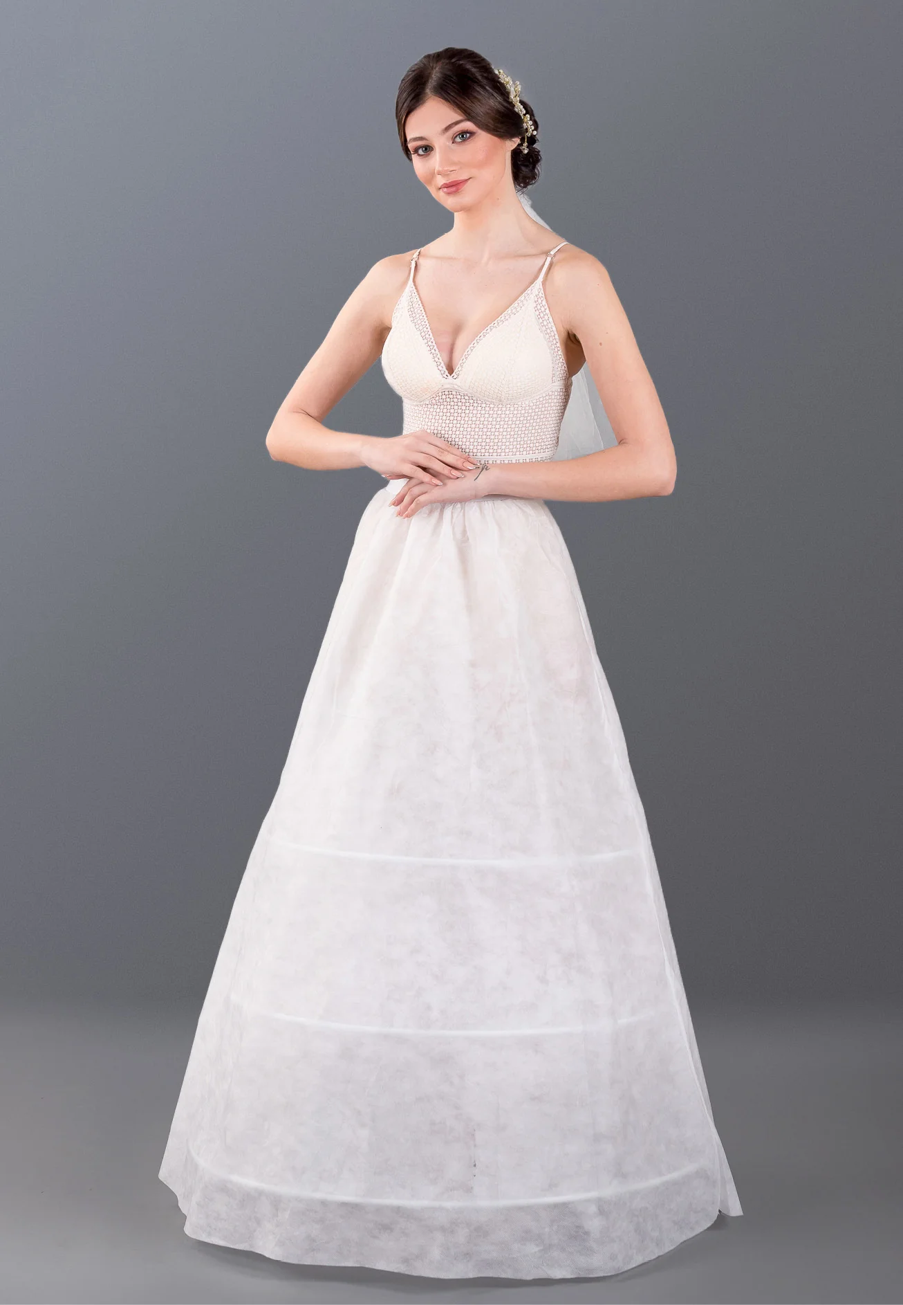 3 Hoops Tulle Without Flounce A-line Petticoat abtns283