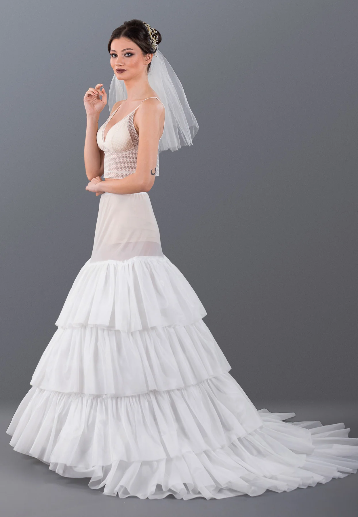 4 Hoops Tulle With Flounce A-line Petticoat abtet364
