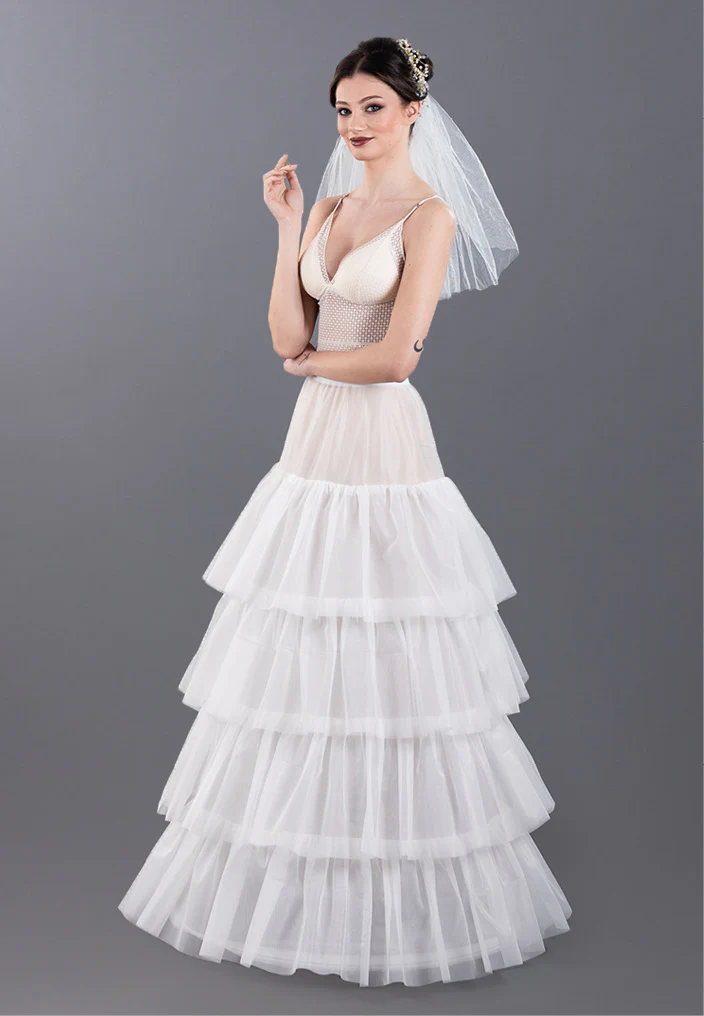 4 Hoops Tulle With Flounce A-line Petticoat abtns234