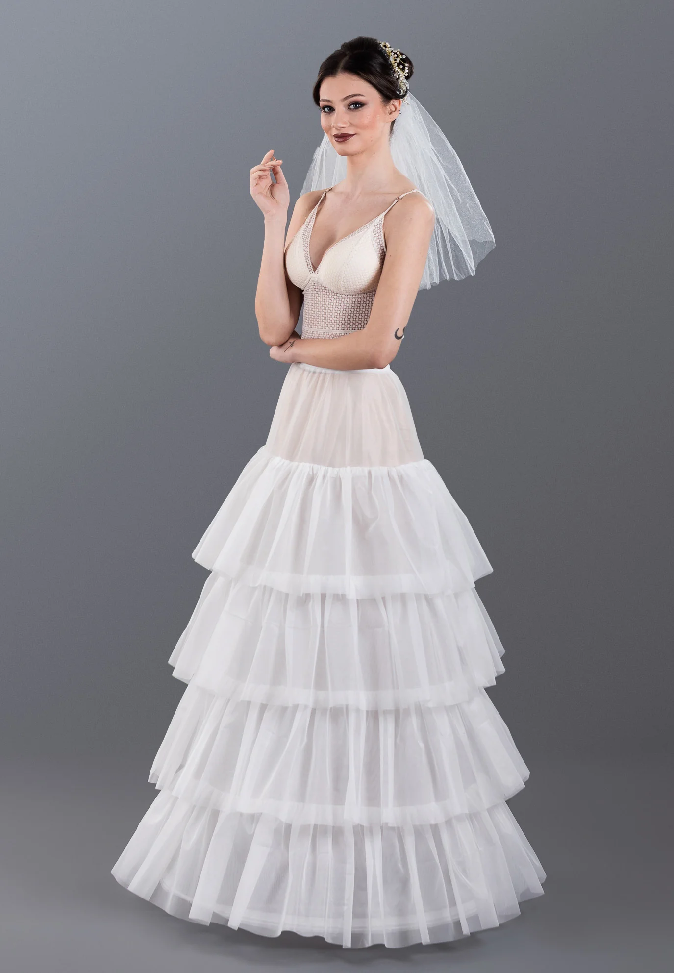 4 Hoops Tulle With Flounce A-line Petticoat abttr234