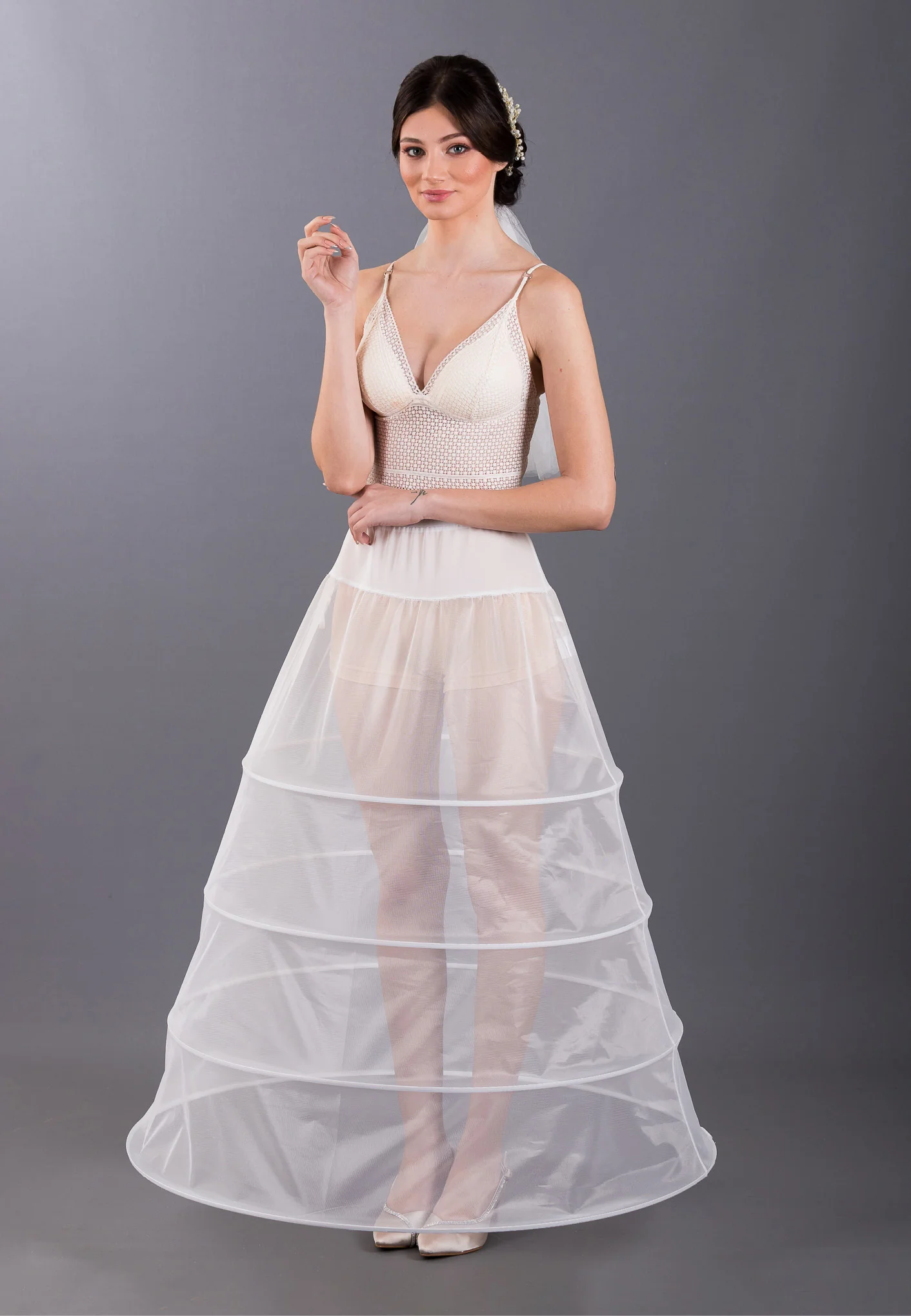 4 Hoops Tulle Without Flounce A-line Petticoat abtks284