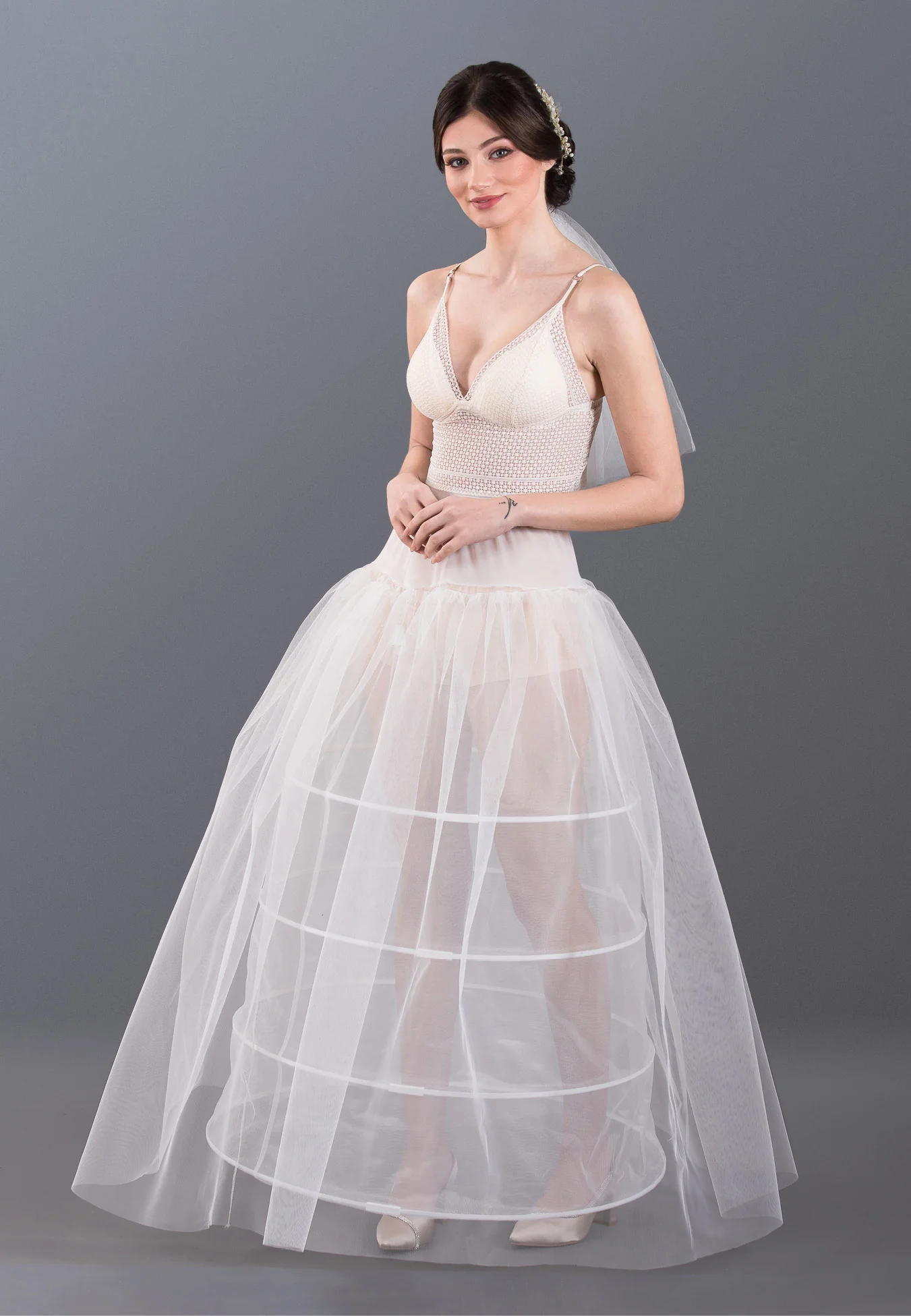 4 Hoops Tulle Without Flounce A-line Petticoat abtlf214