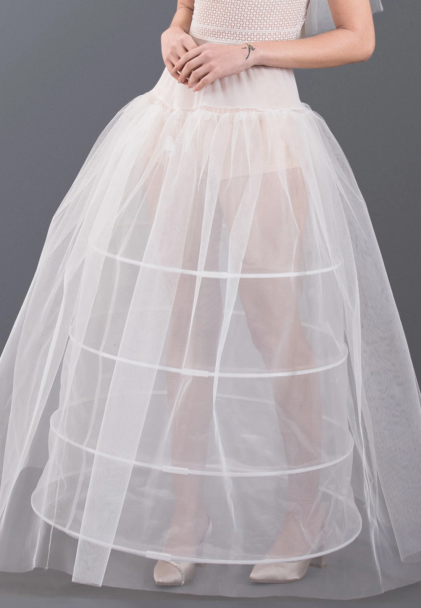 4 Hoops Tulle Without Flounce A-line Petticoat abtlf214 - Image 2