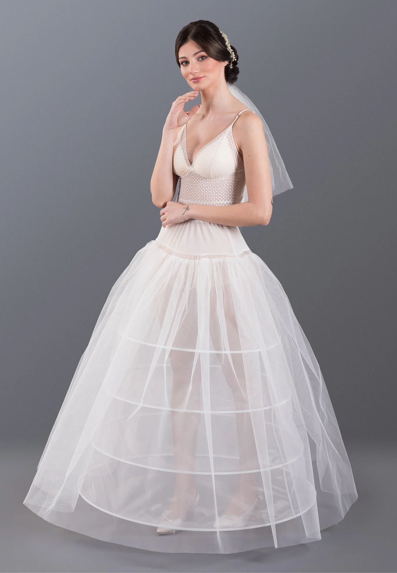 4 Hoops Tulle Without Flounce A-line Petticoat abtlf264