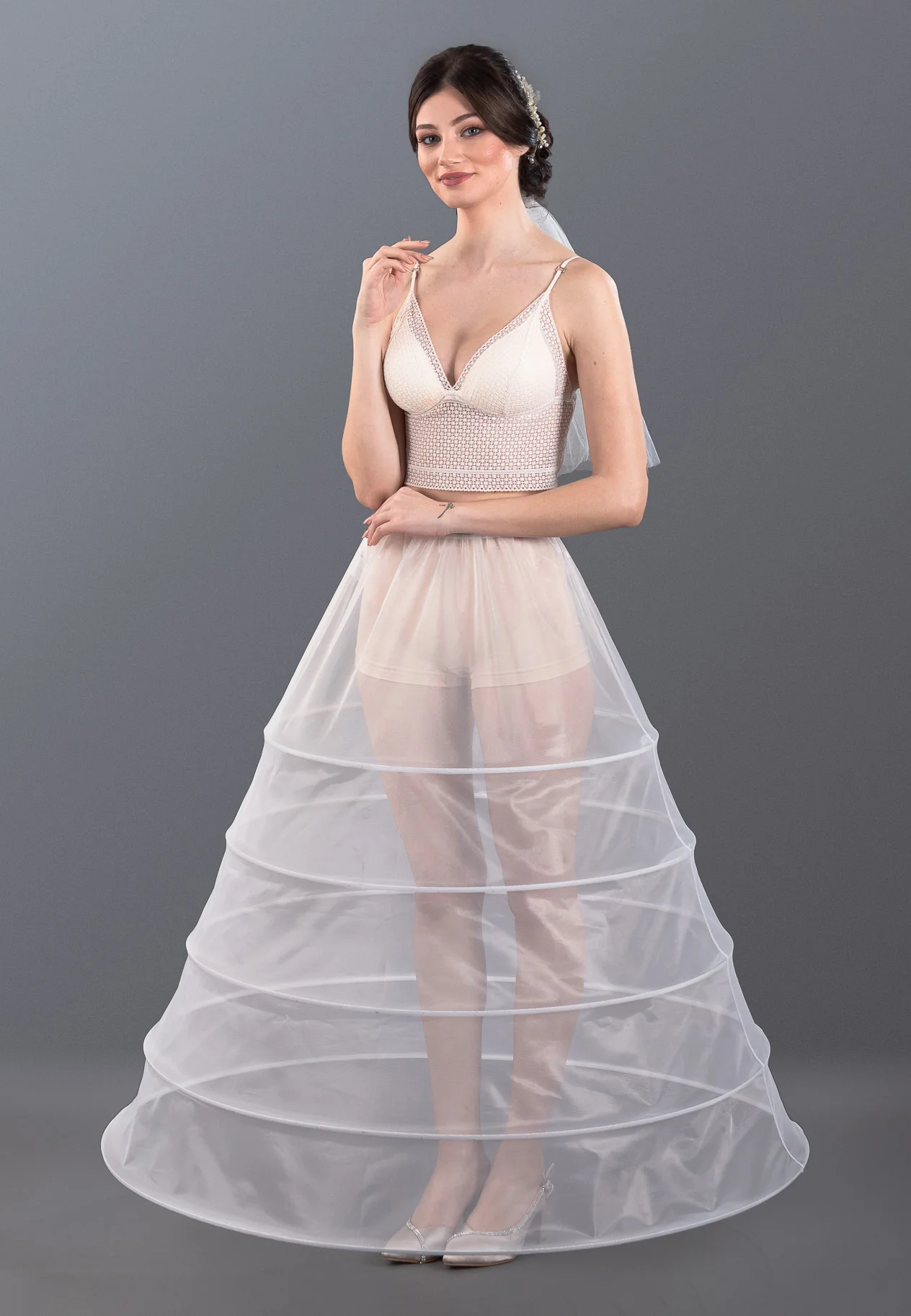 5 Hoops Tulle Without Flounce A-line Petticoat abtec365