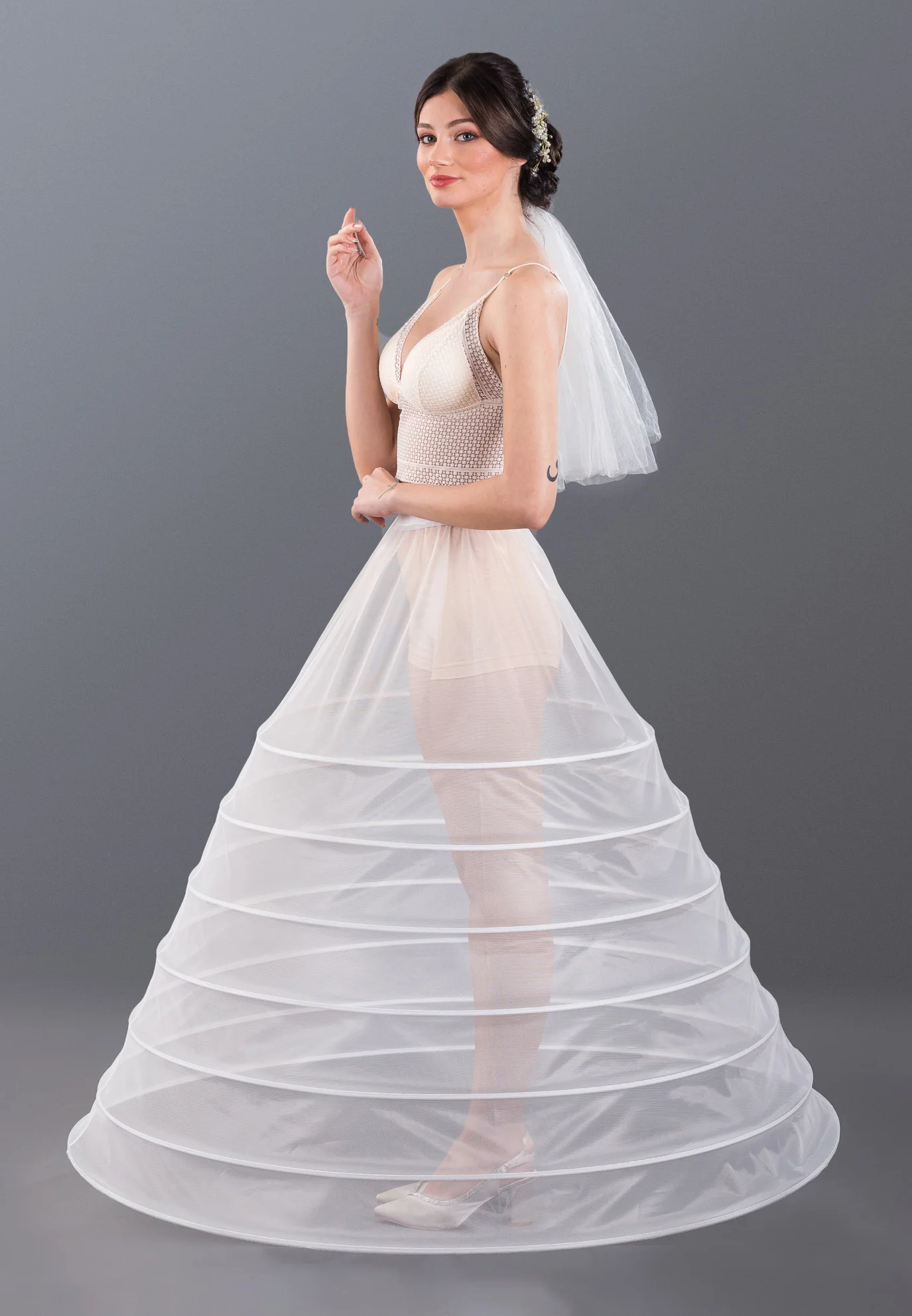 7 Hoops Tulle Without Flounce A-line Petticoat abtec367
