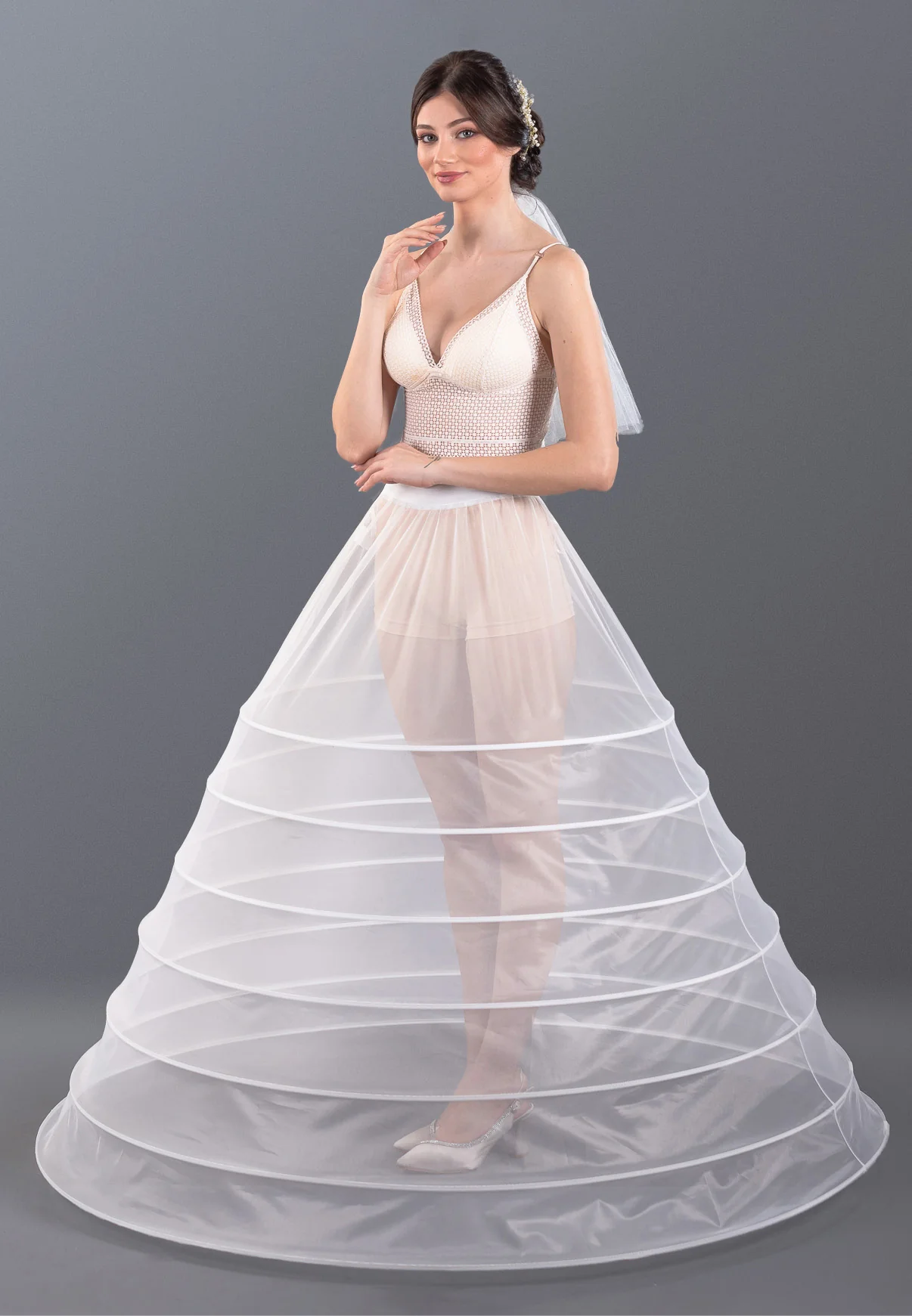 7 Hoops Tulle Without Flounce A-line Petticoat abtec427