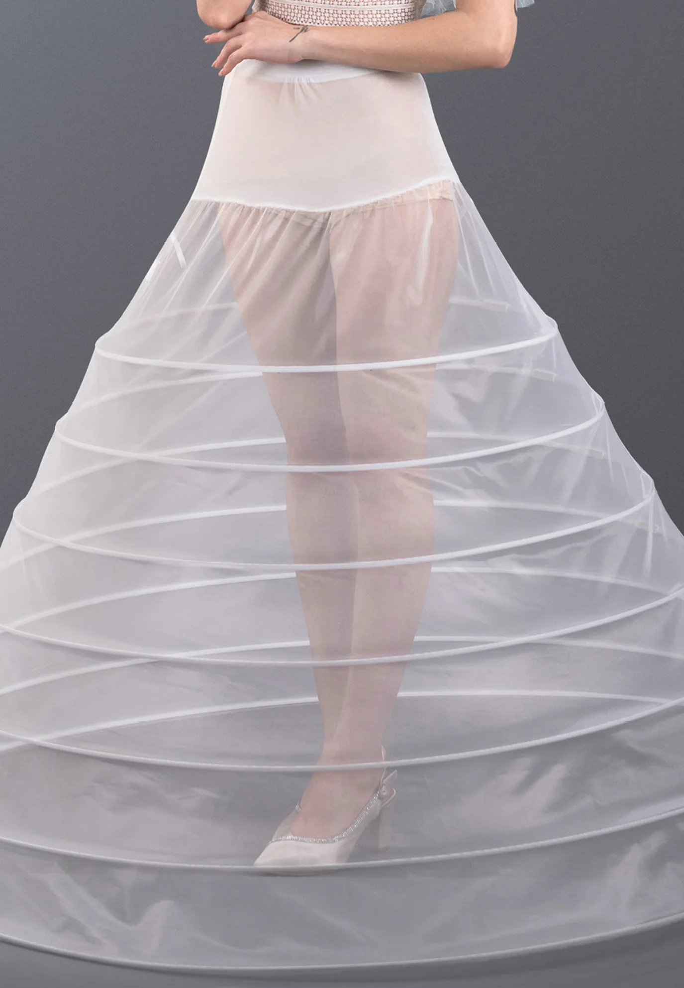 7 Hoops Tulle Without Flounce A-line Petticoat abtks427 - Image 2