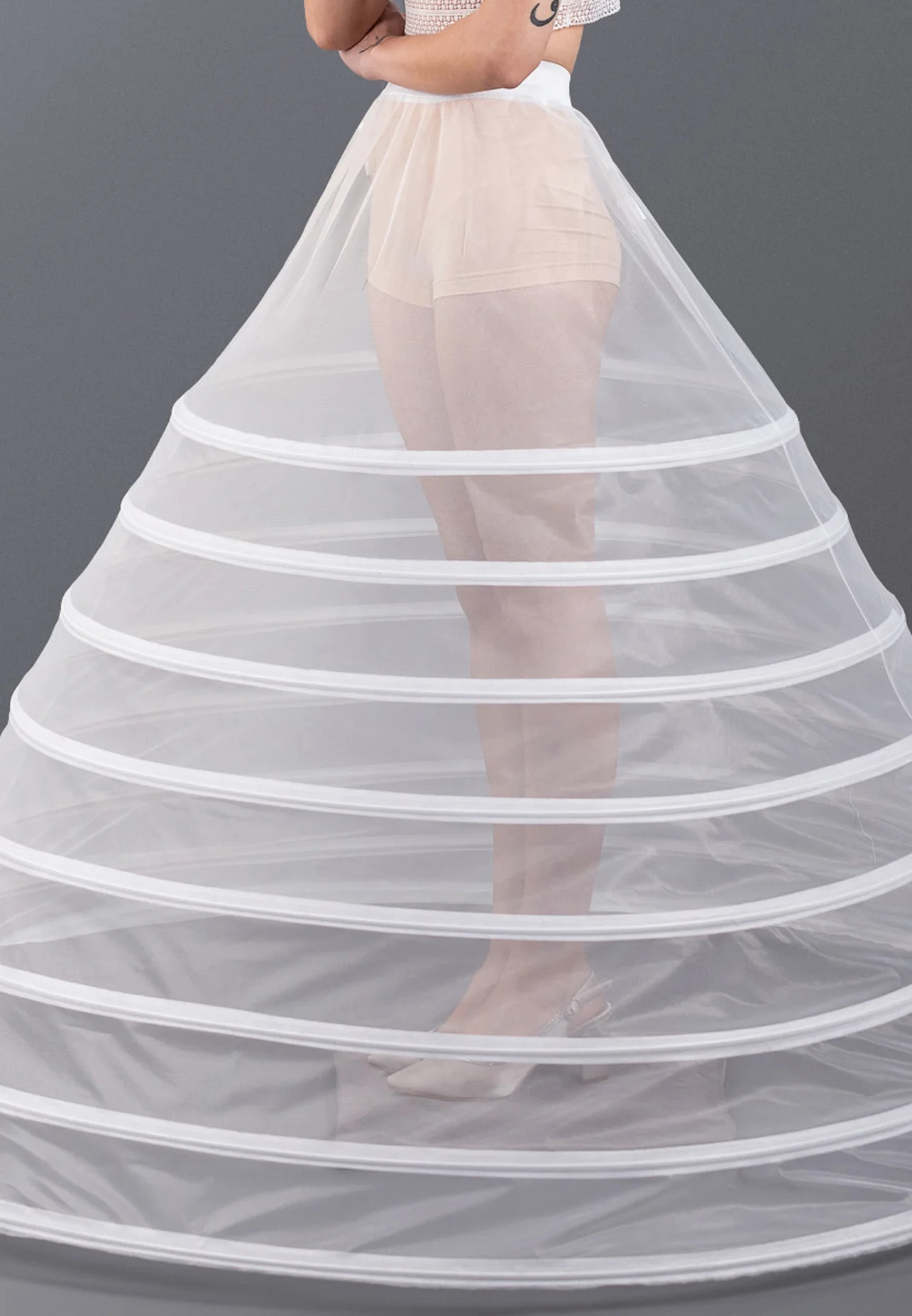 8 Hoops Tulle Without Flounce A-line Petticoat abtec448 - Image 2