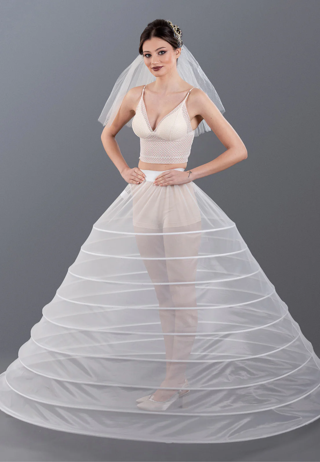 9 Hoops Tulle Without Flounce A-line Petticoat abtec509