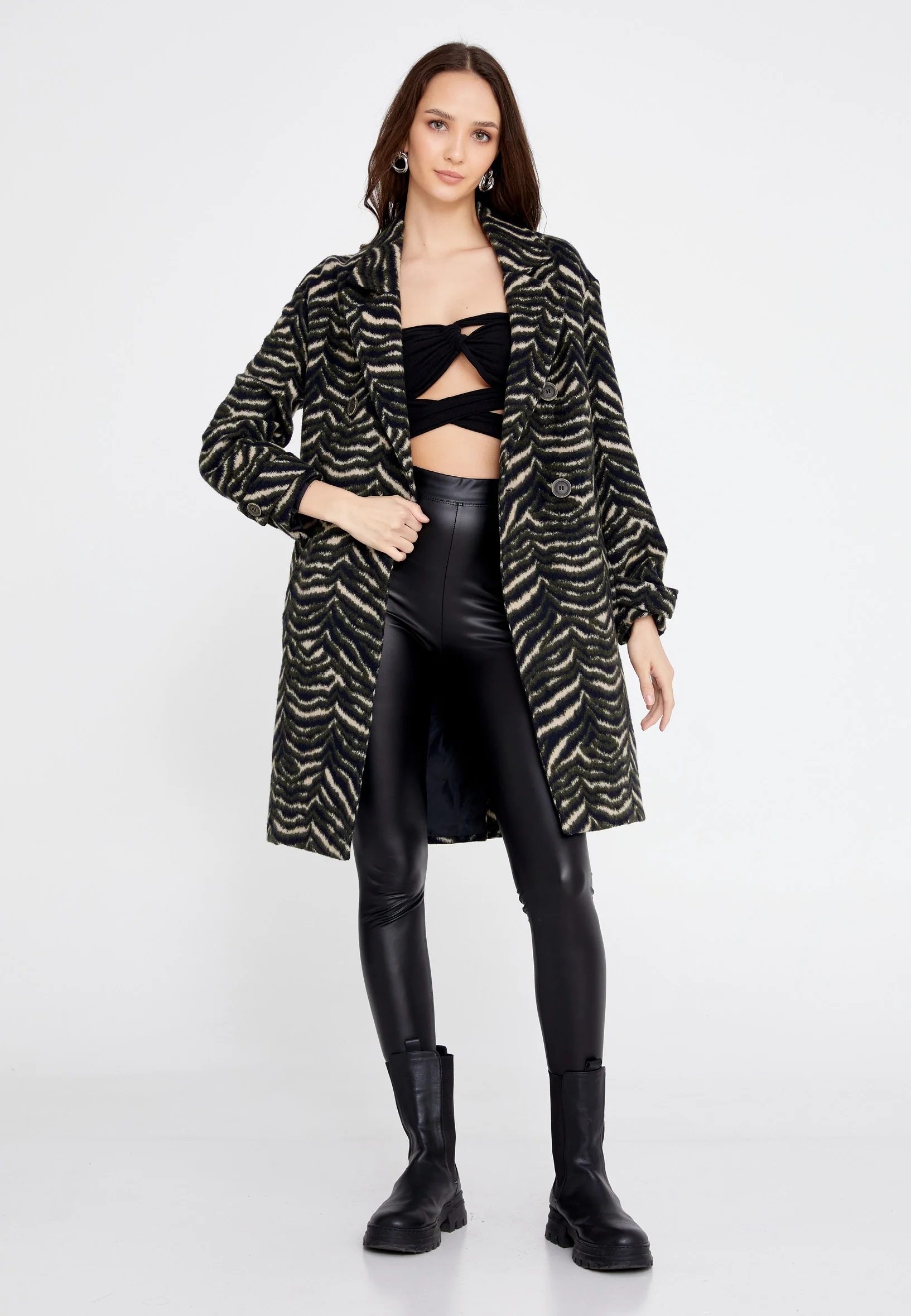 Cotton Printed Regular Coat esl-zebra - Image 2
