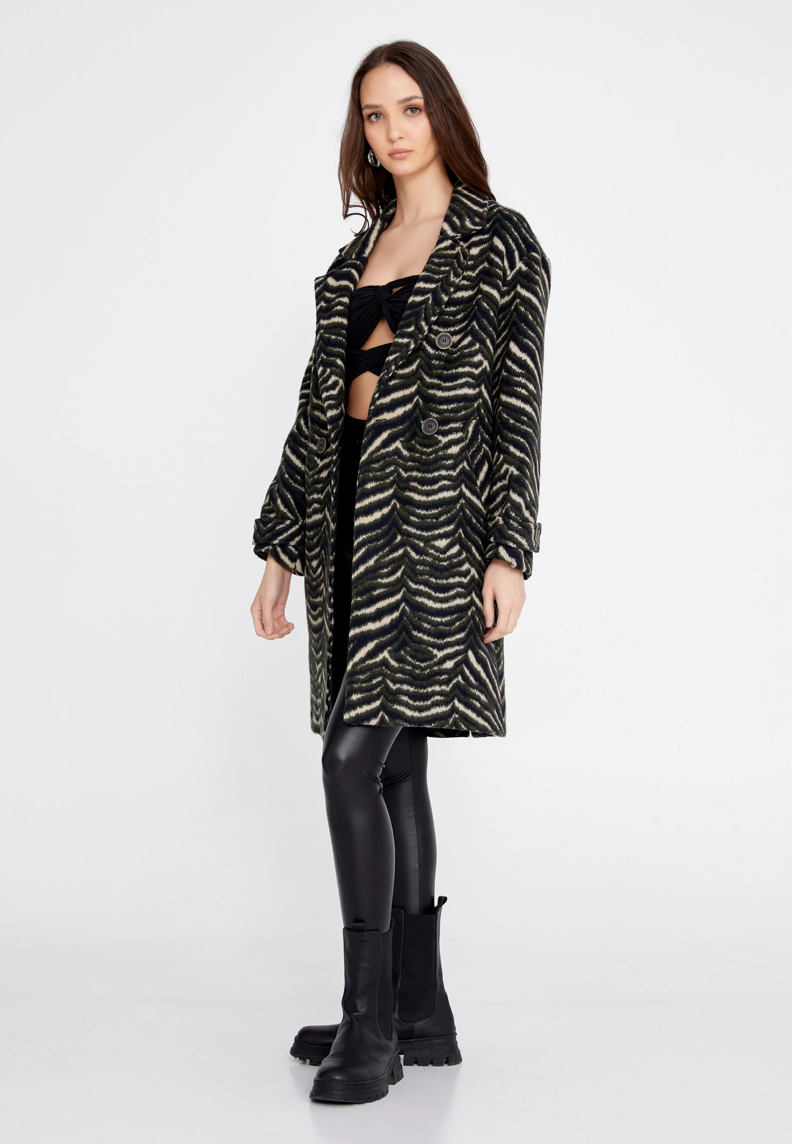 Cotton Printed Regular Coat esl-zebra - Image 3