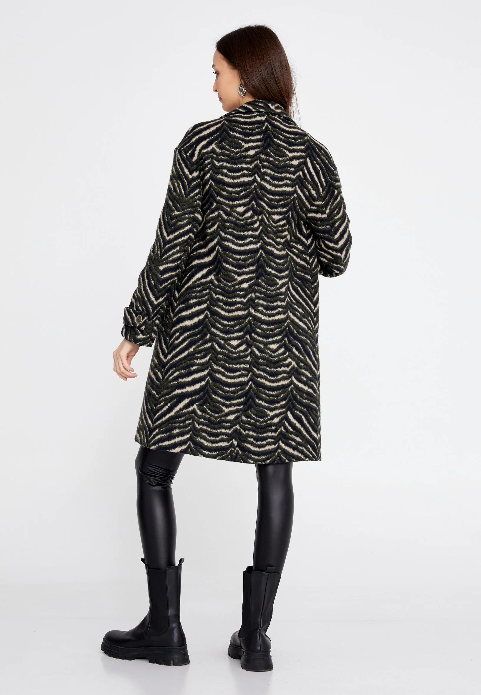 Cotton Printed Regular Coat esl-zebra - Image 4
