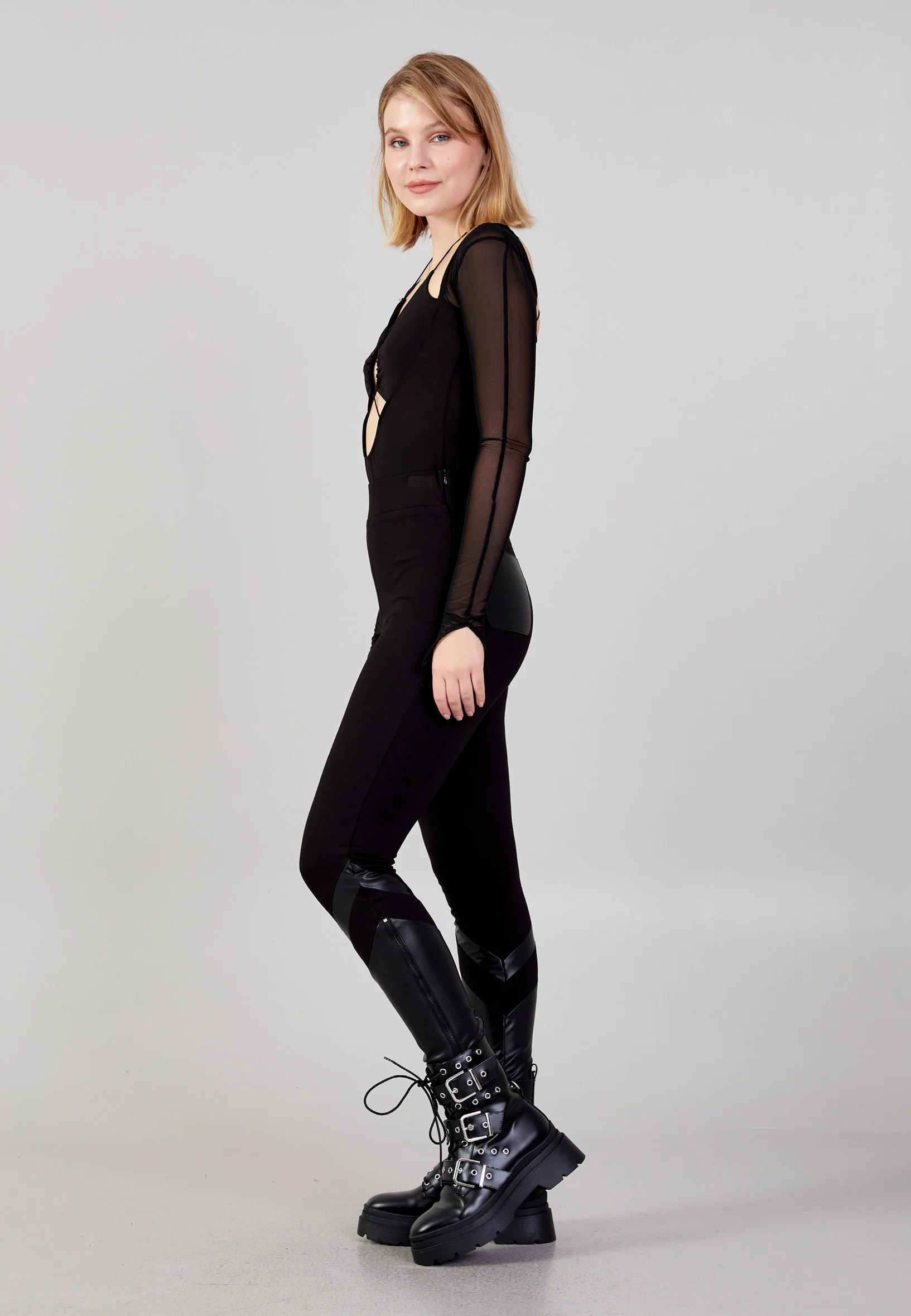 Cotton Solid Color Regular Leggings huk24k1155 - Image 4