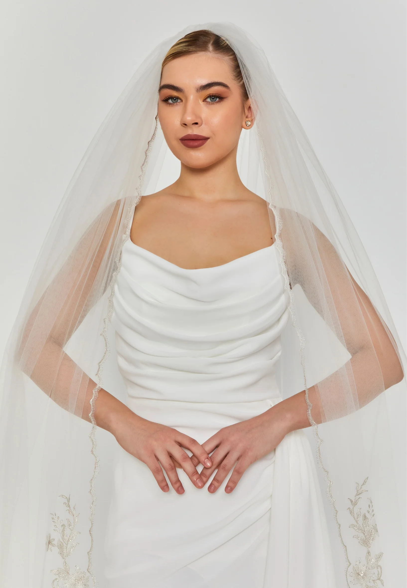 Floral Single Tier Tulle Veil amtv209.001-350/1 - Image 9