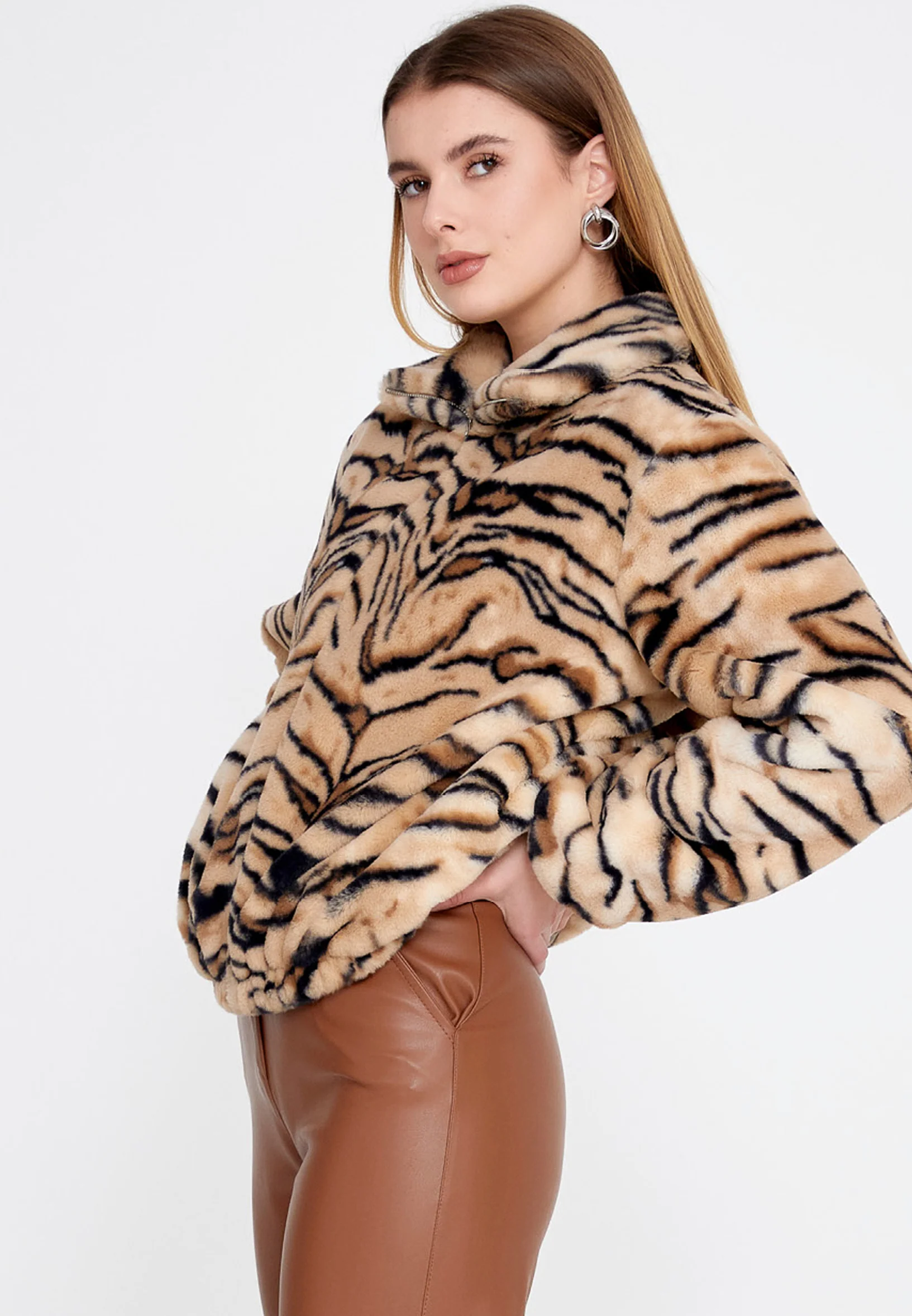 Knitwear Animal Print Regular Coat clf16151