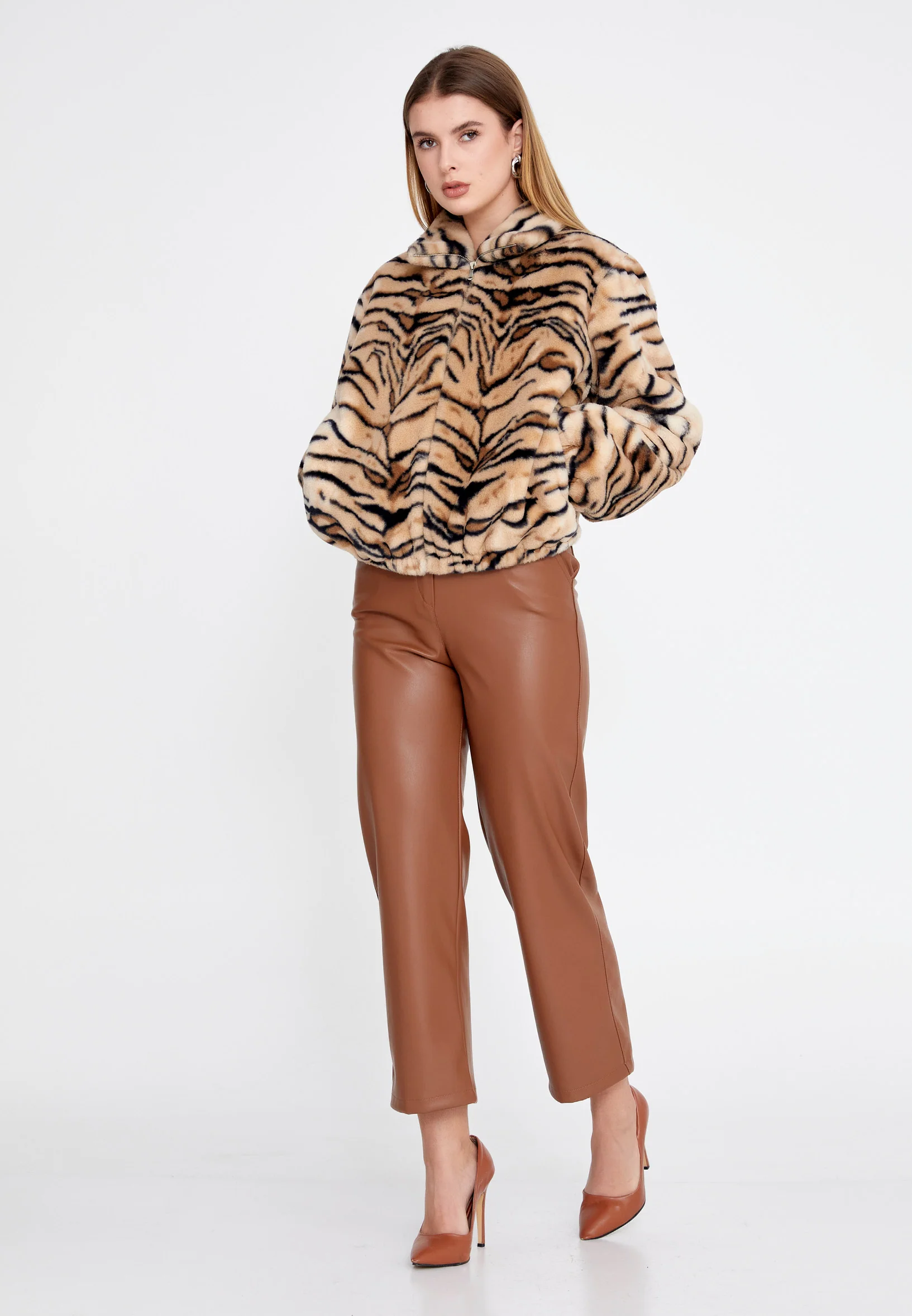 Knitwear Animal Print Regular Coat clf16151 - Image 2