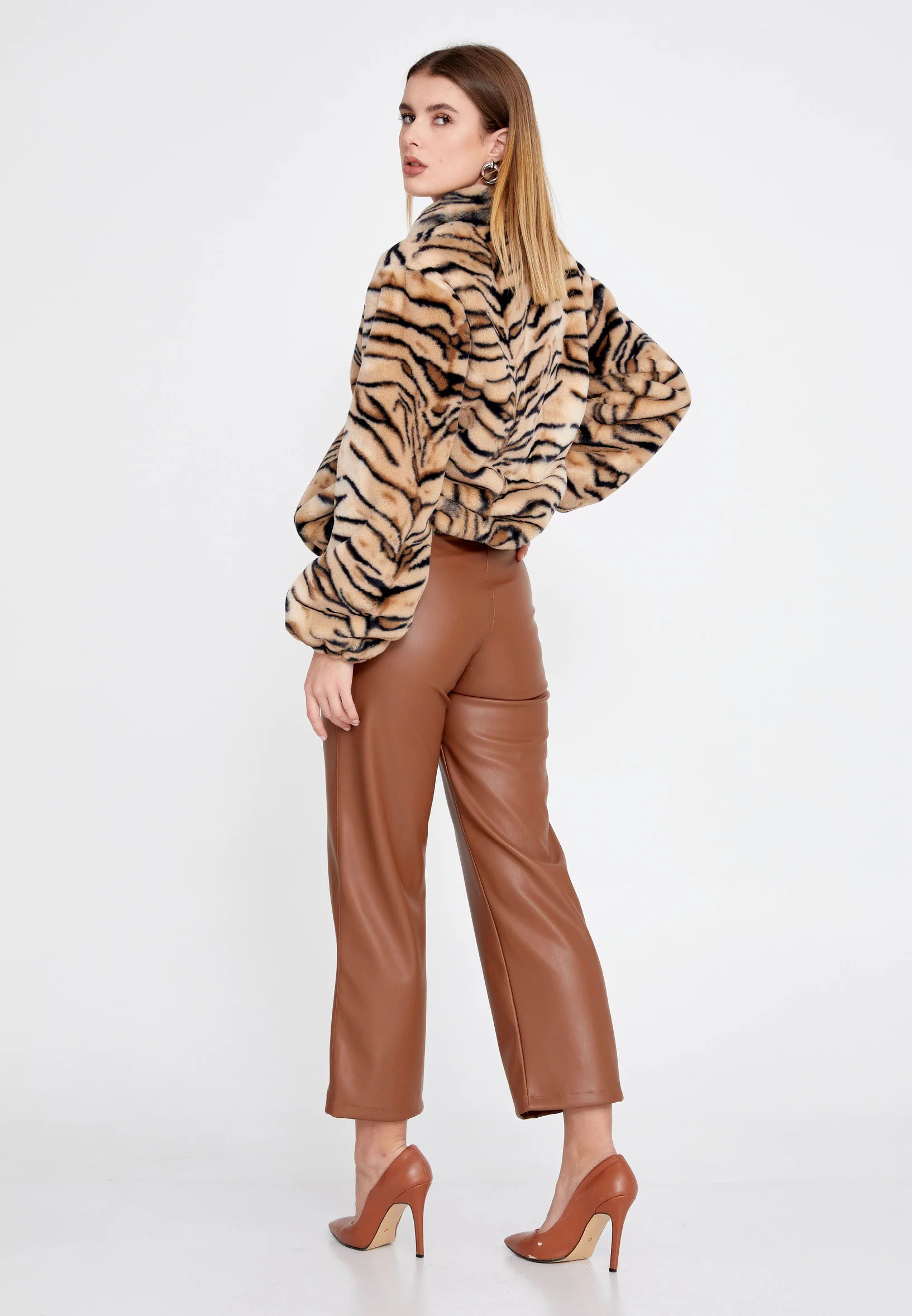 Knitwear Animal Print Regular Coat clf16151 - Image 3