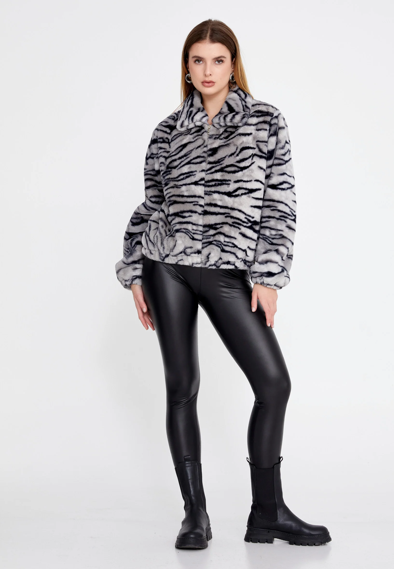 Knitwear Animal Print Regular Coat clf16151 - Image 6