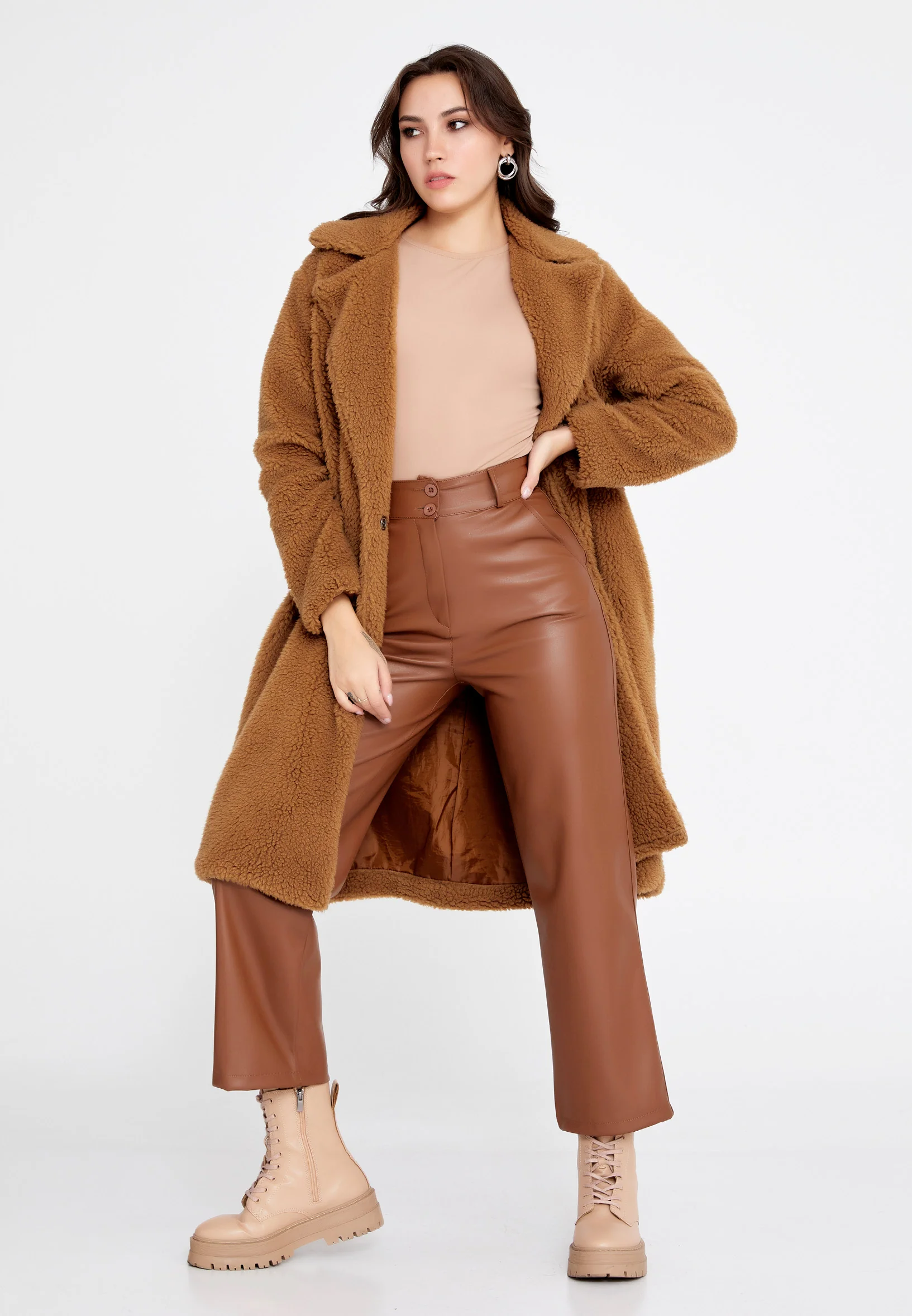 Knitwear Solid Color Regular Coat cav89176 - Image 10