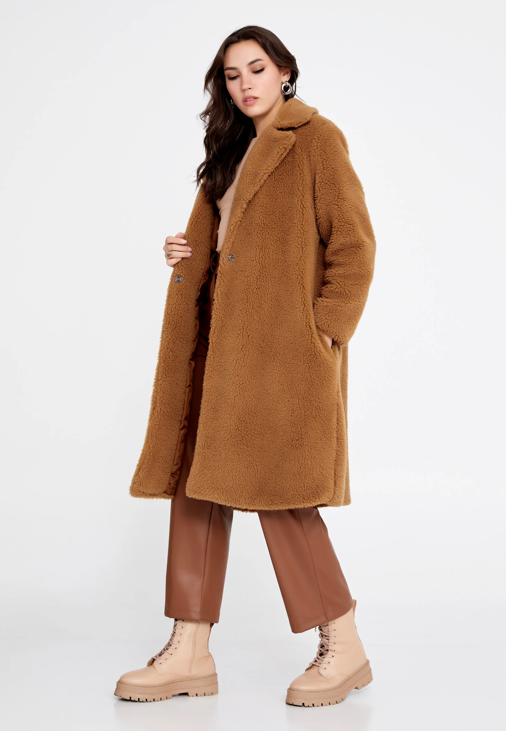 Knitwear Solid Color Regular Coat cav89176 - Image 11