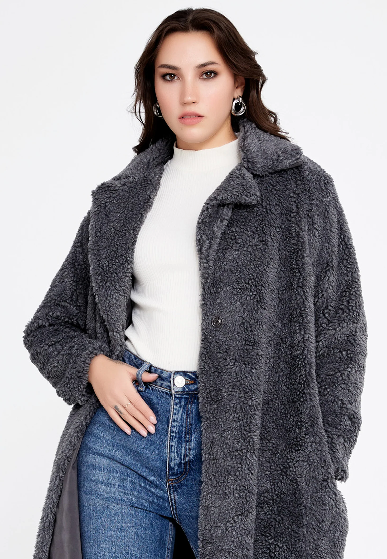Knitwear Solid Color Regular Coat cav89176 - Image 13