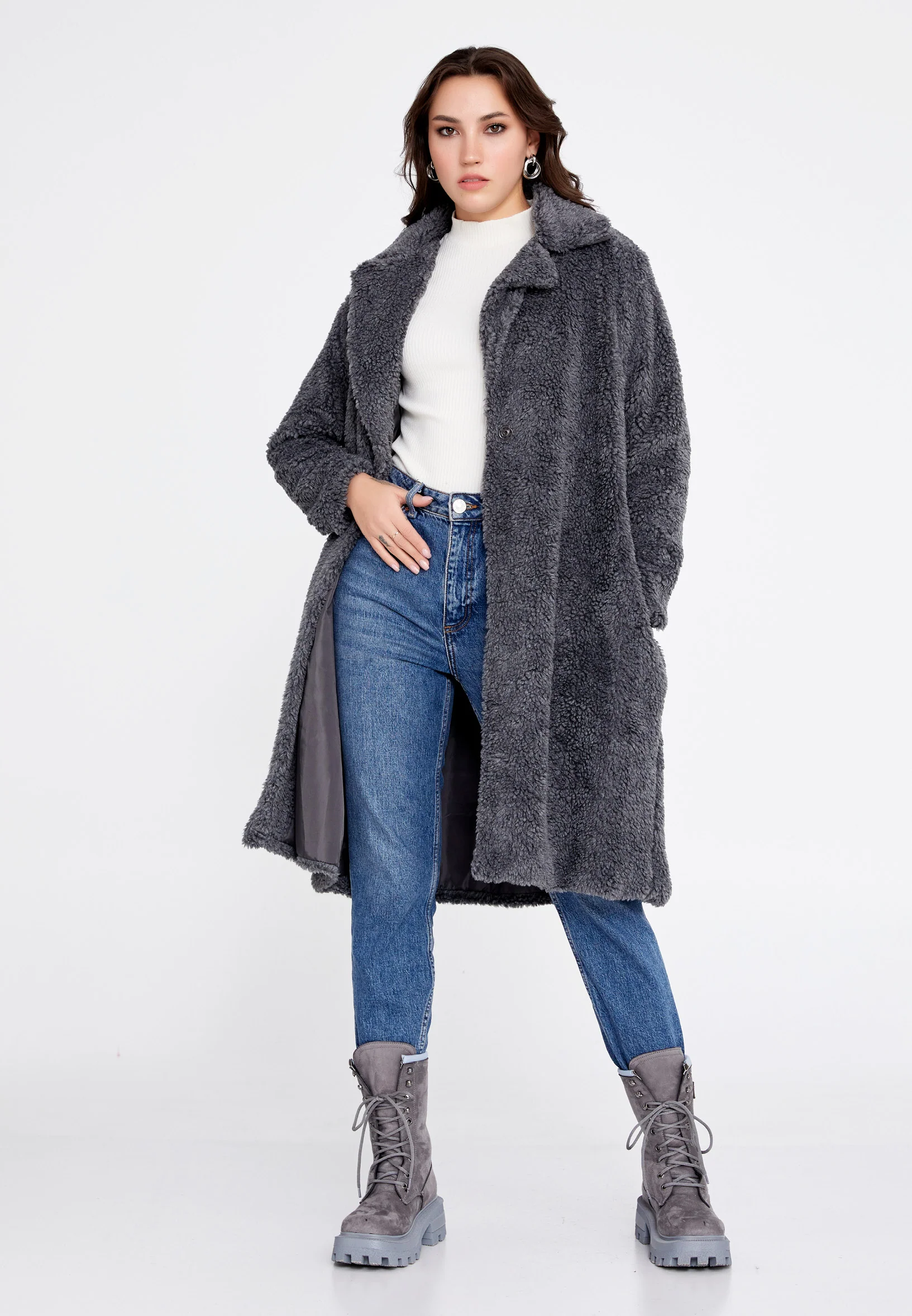 Knitwear Solid Color Regular Coat cav89176 - Image 14