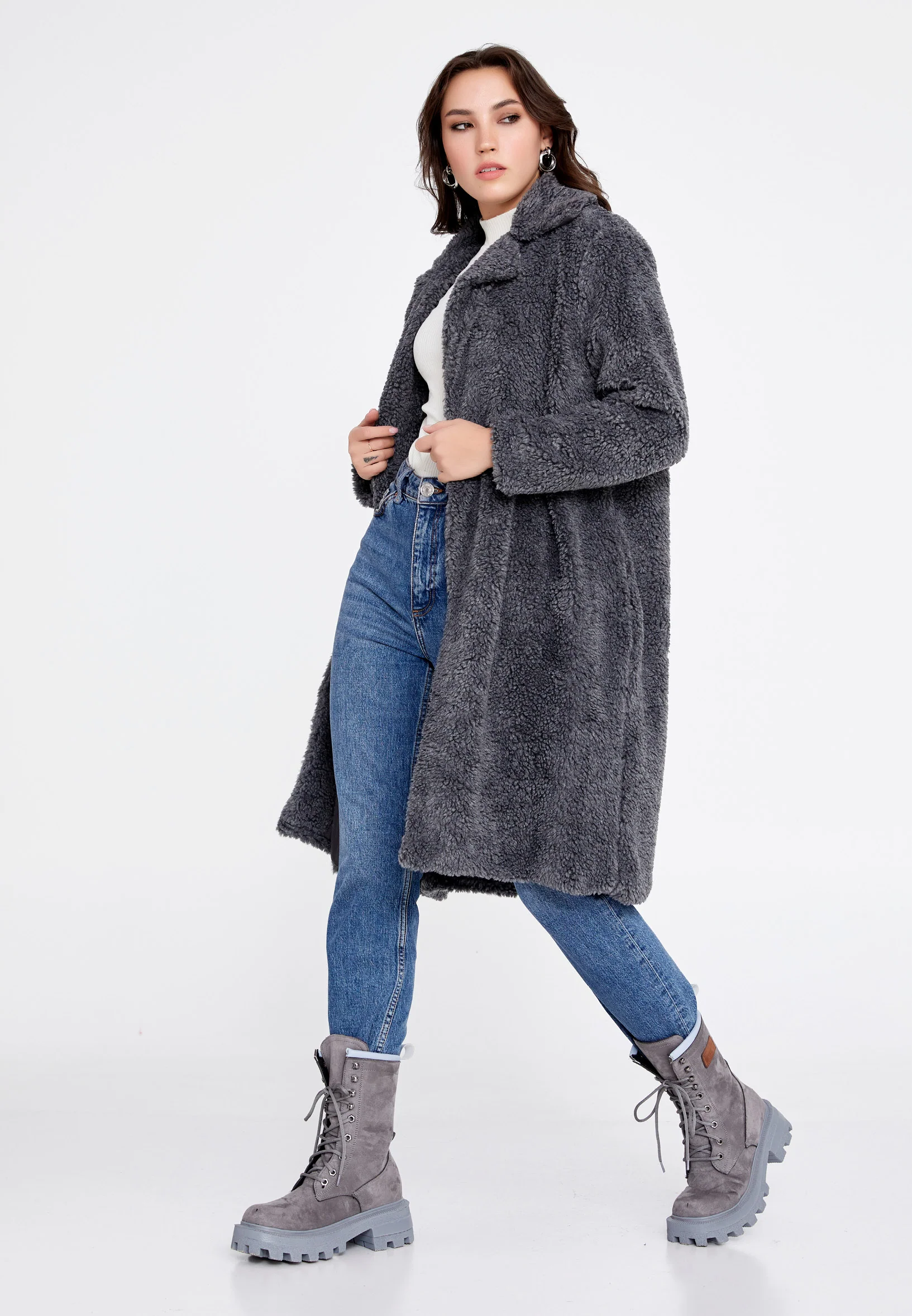 Knitwear Solid Color Regular Coat cav89176 - Image 15