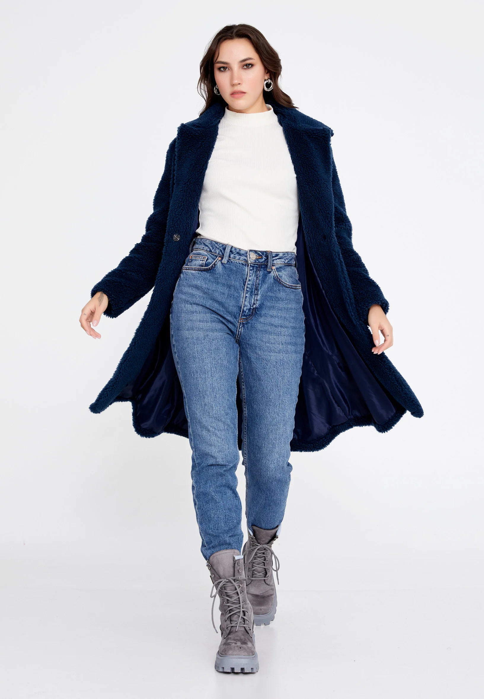 Knitwear Solid Color Regular Coat cav89176 - Image 18