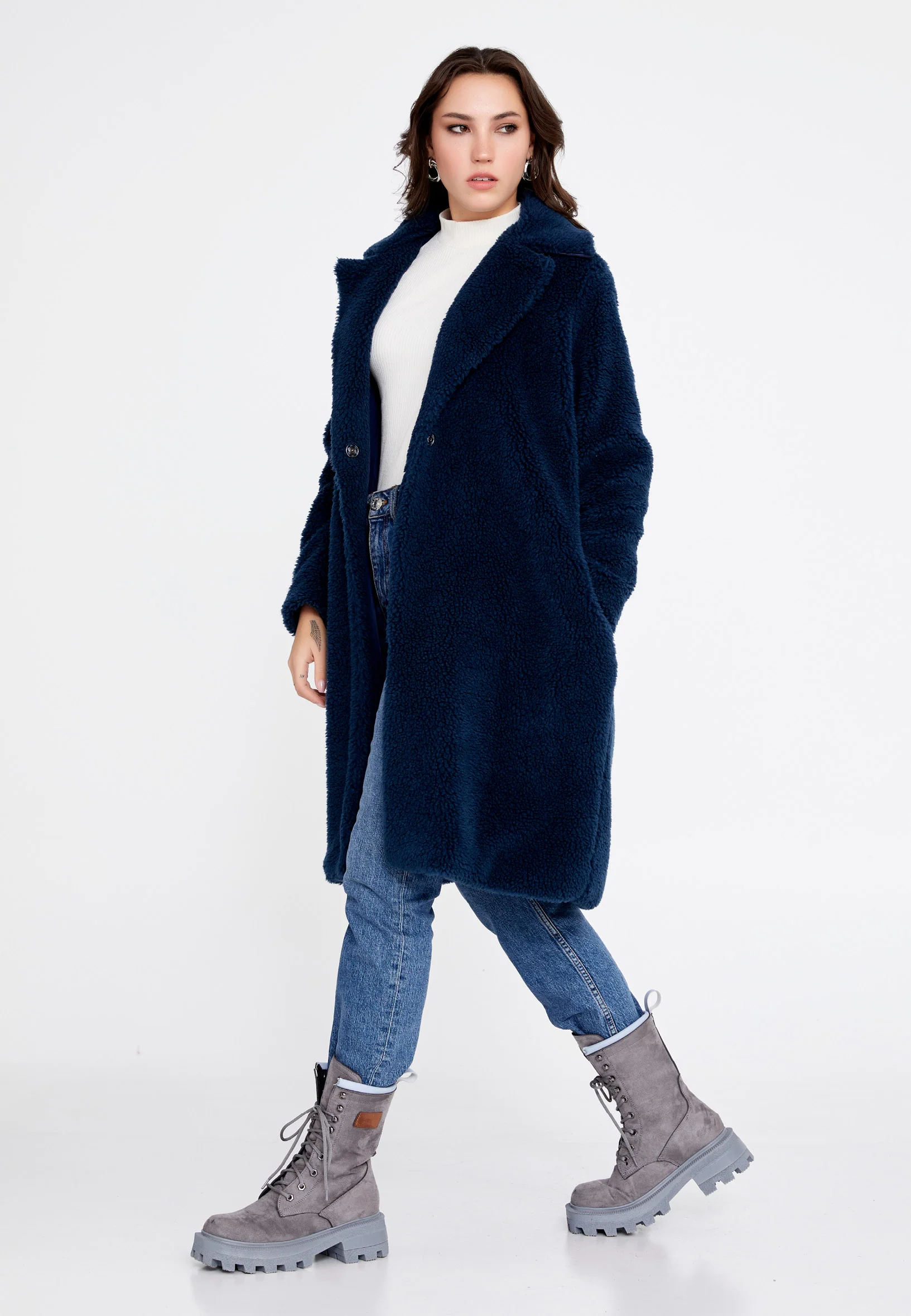 Knitwear Solid Color Regular Coat cav89176 - Image 19