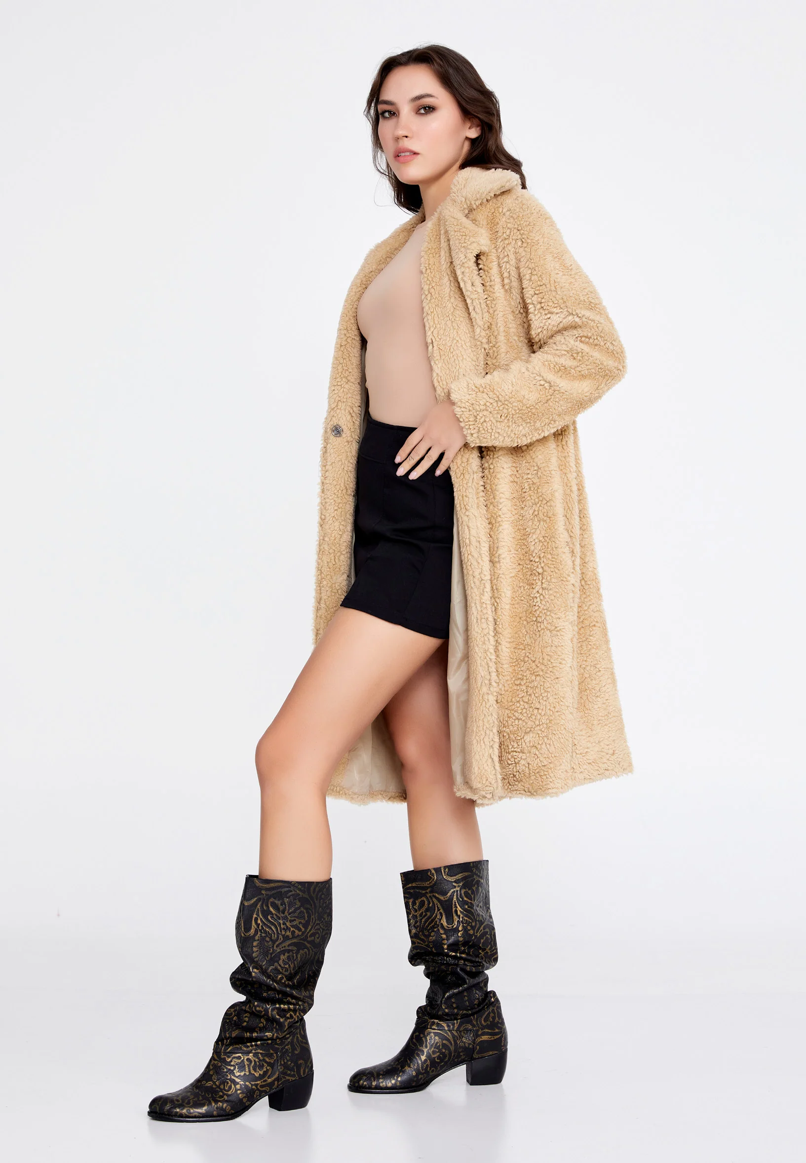 Knitwear Solid Color Regular Coat cav89176 - Image 3