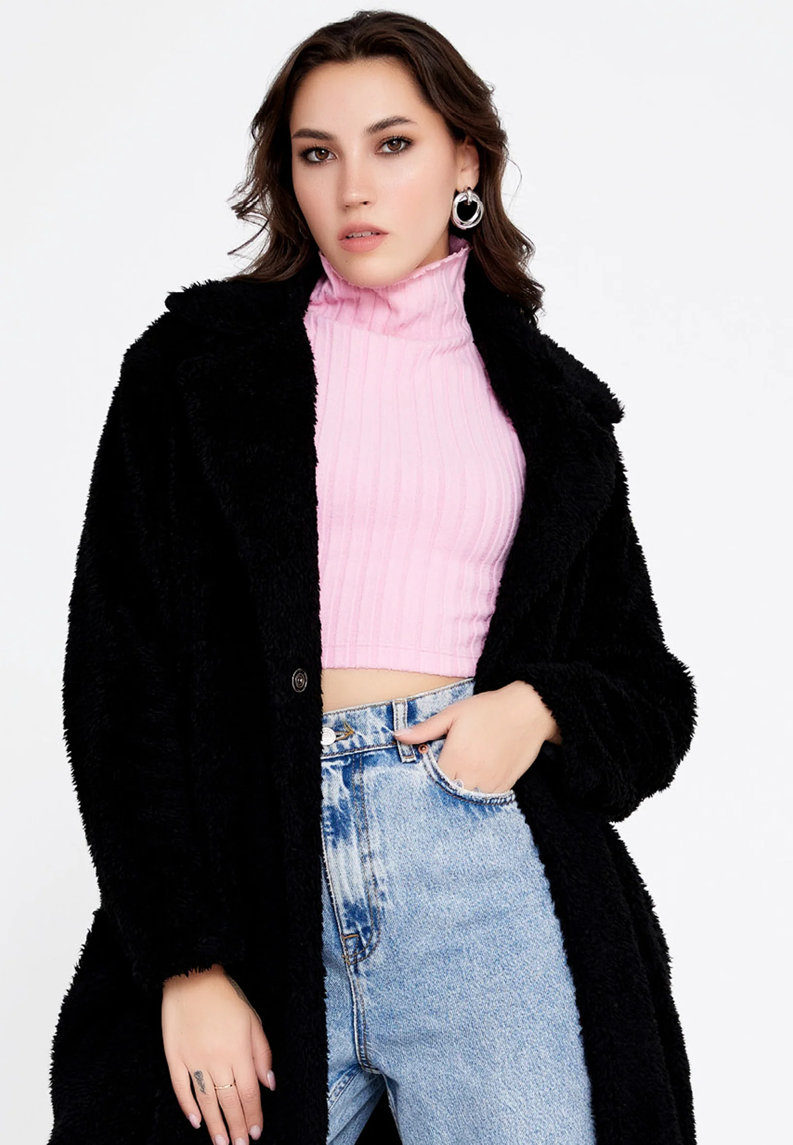 Knitwear Solid Color Regular Coat cav89176 - Image 5