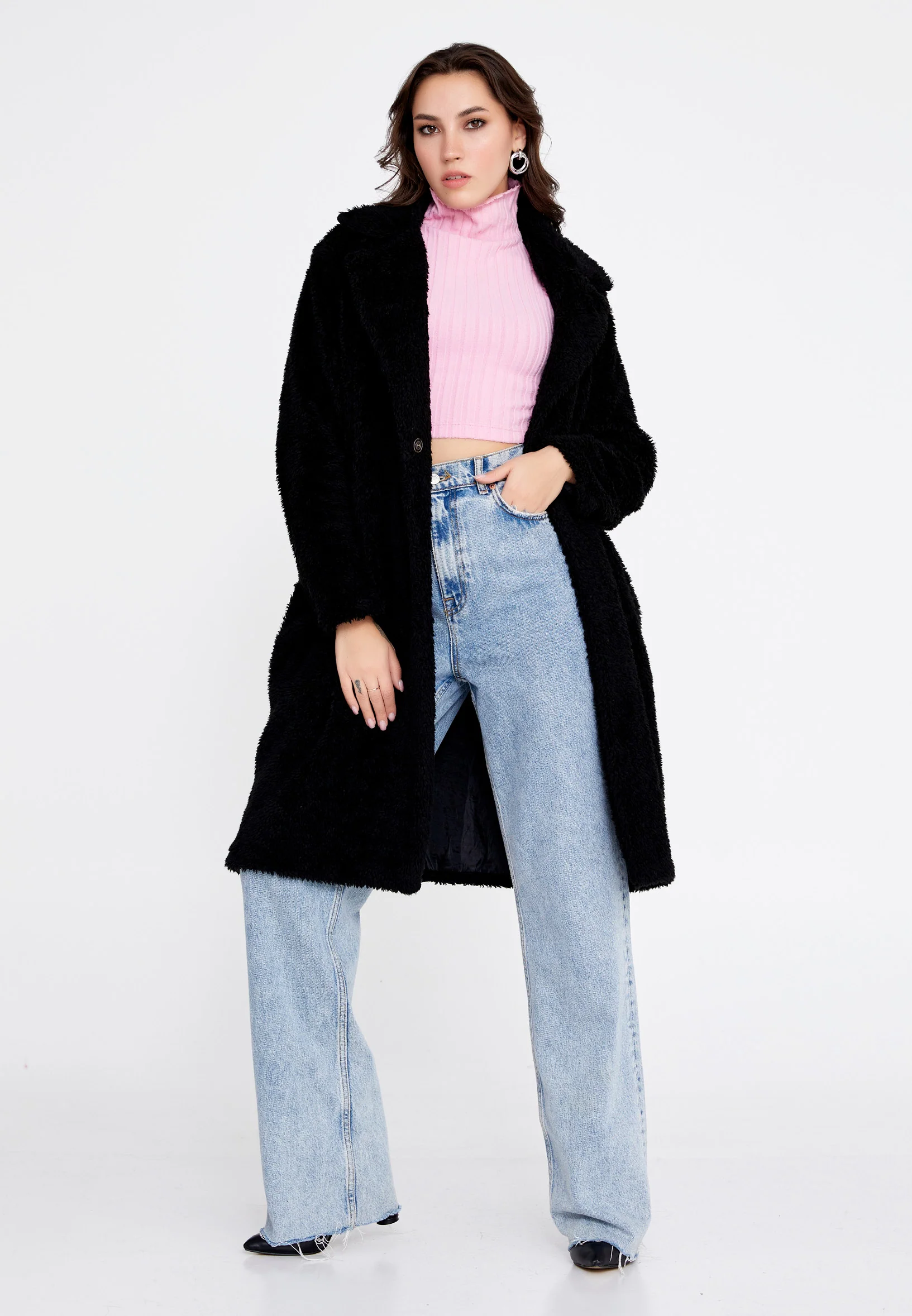Knitwear Solid Color Regular Coat cav89176 - Image 6