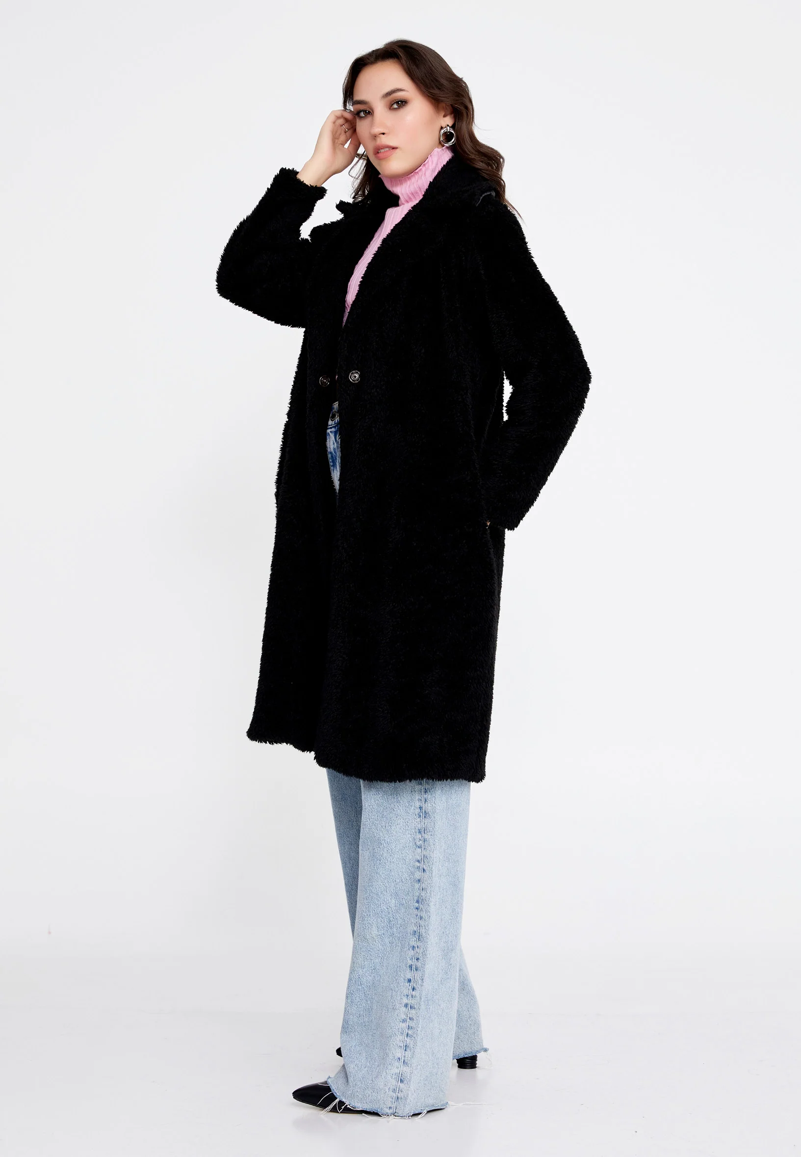 Knitwear Solid Color Regular Coat cav89176 - Image 7