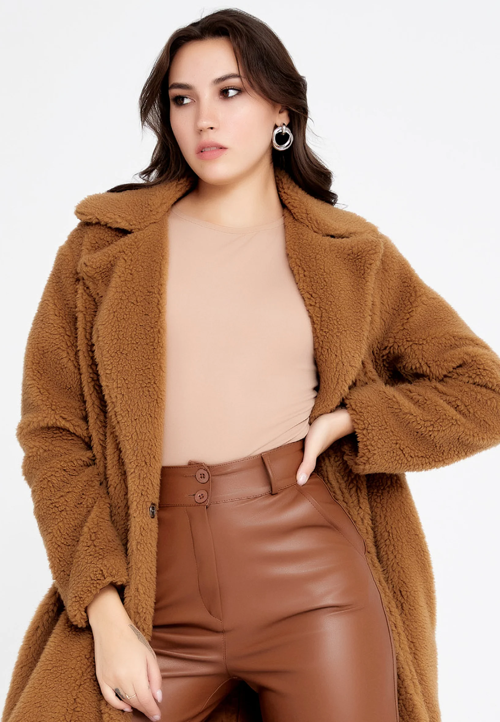 Knitwear Solid Color Regular Coat cav89176 - Image 9