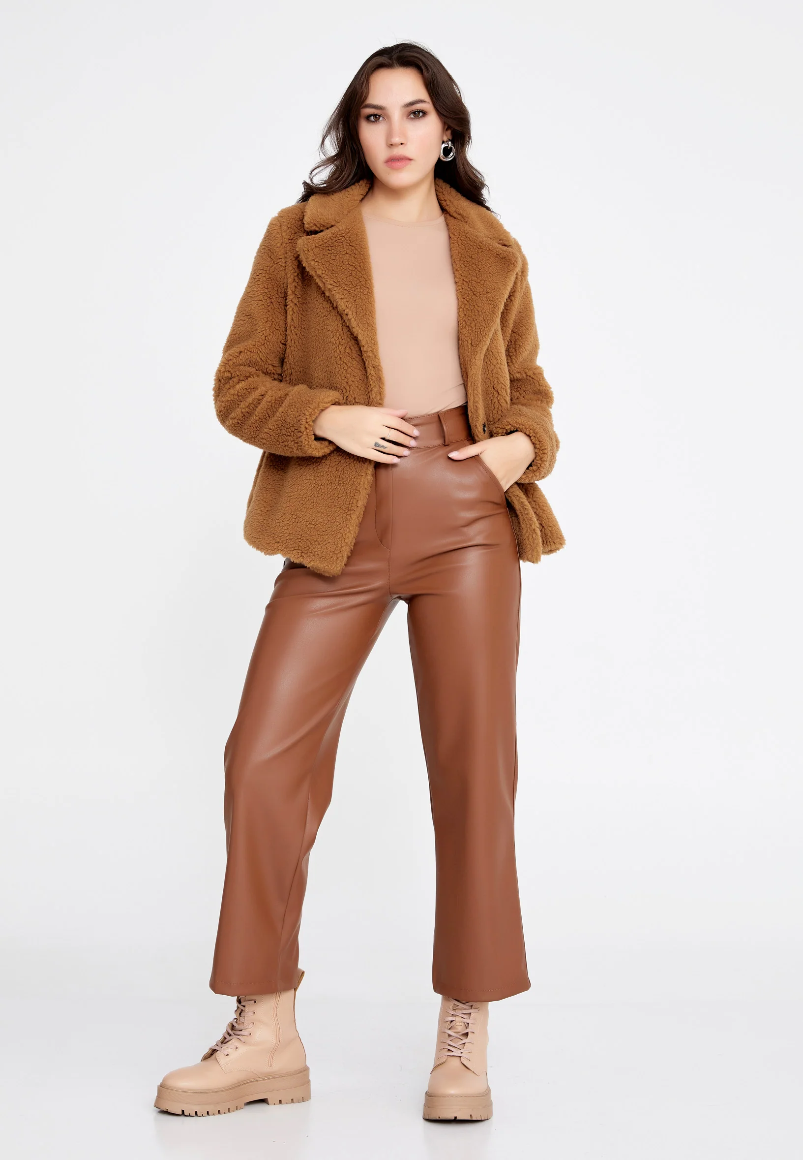 Knitwear Solid Color Regular Coat cav89180 - Image 10