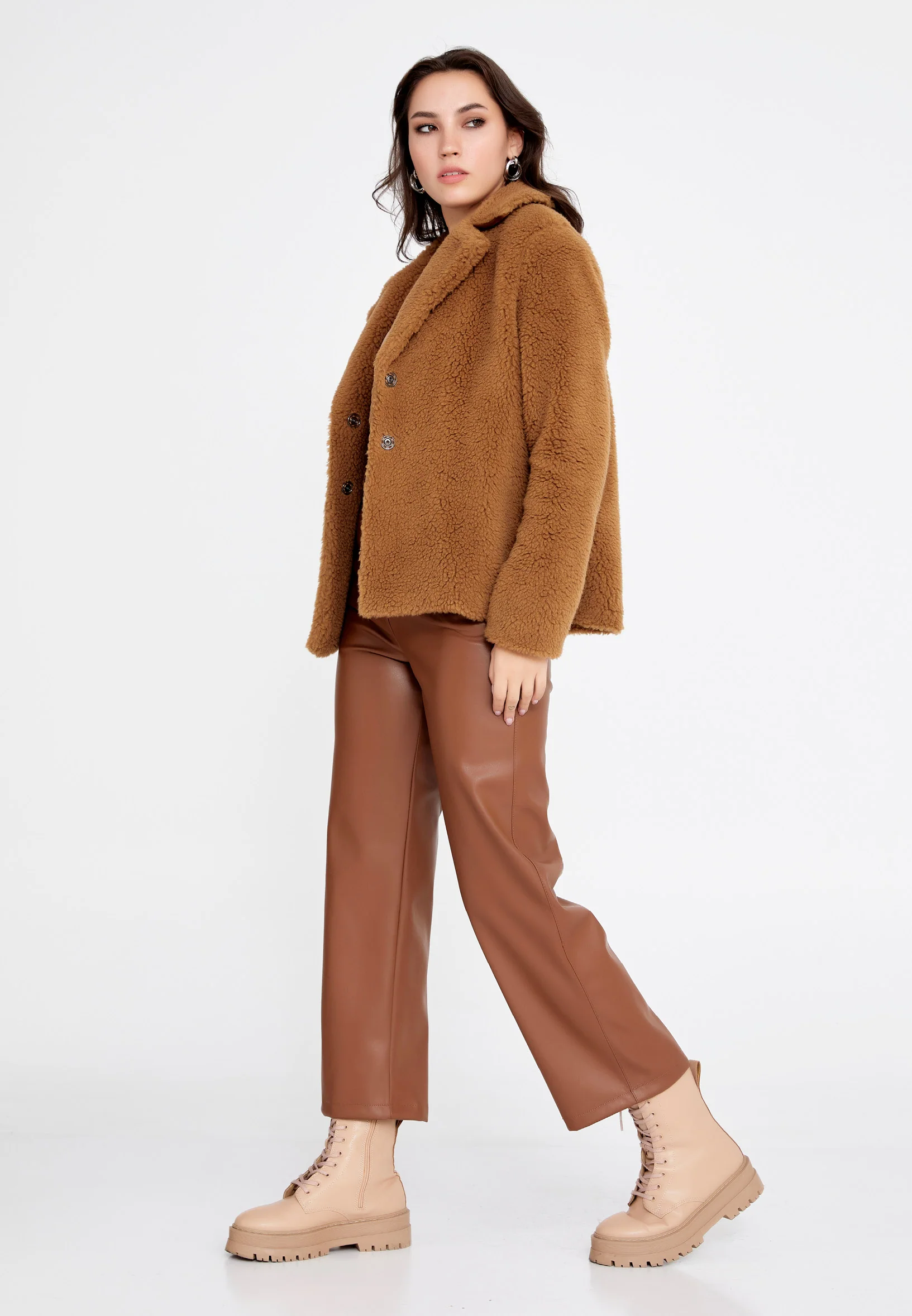 Knitwear Solid Color Regular Coat cav89180 - Image 11