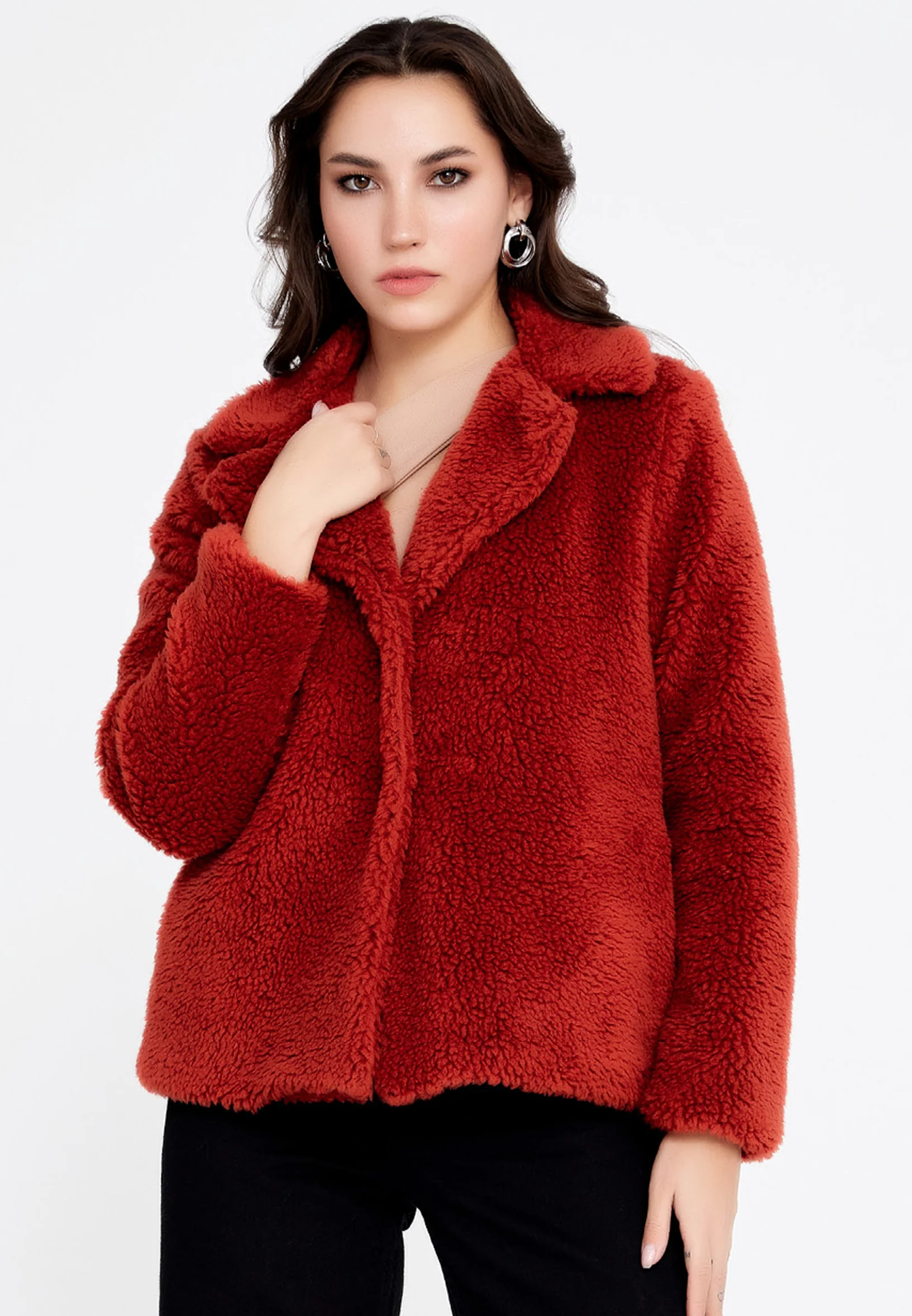 Knitwear Solid Color Regular Coat cav89180 - Image 13