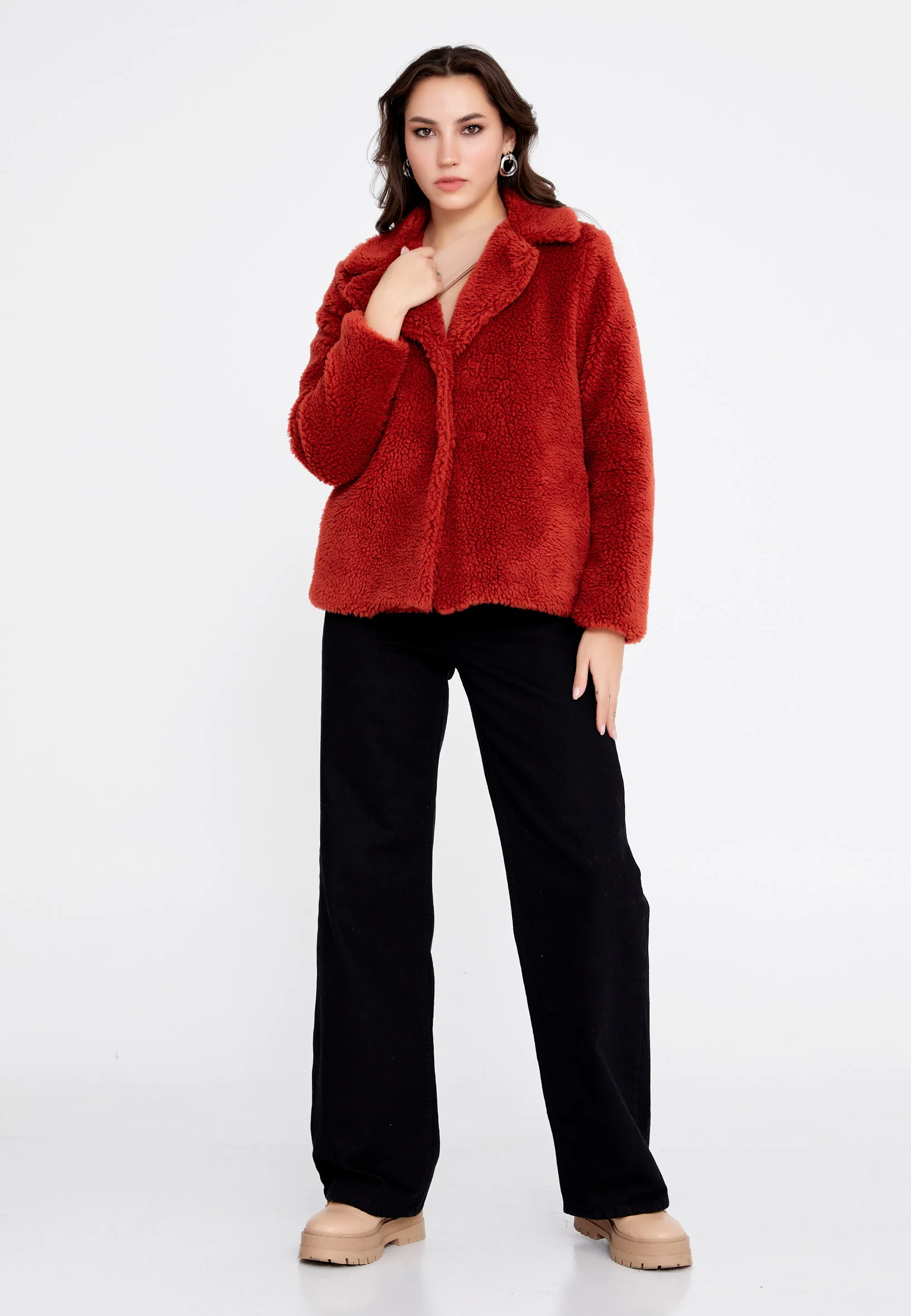 Knitwear Solid Color Regular Coat cav89180 - Image 14