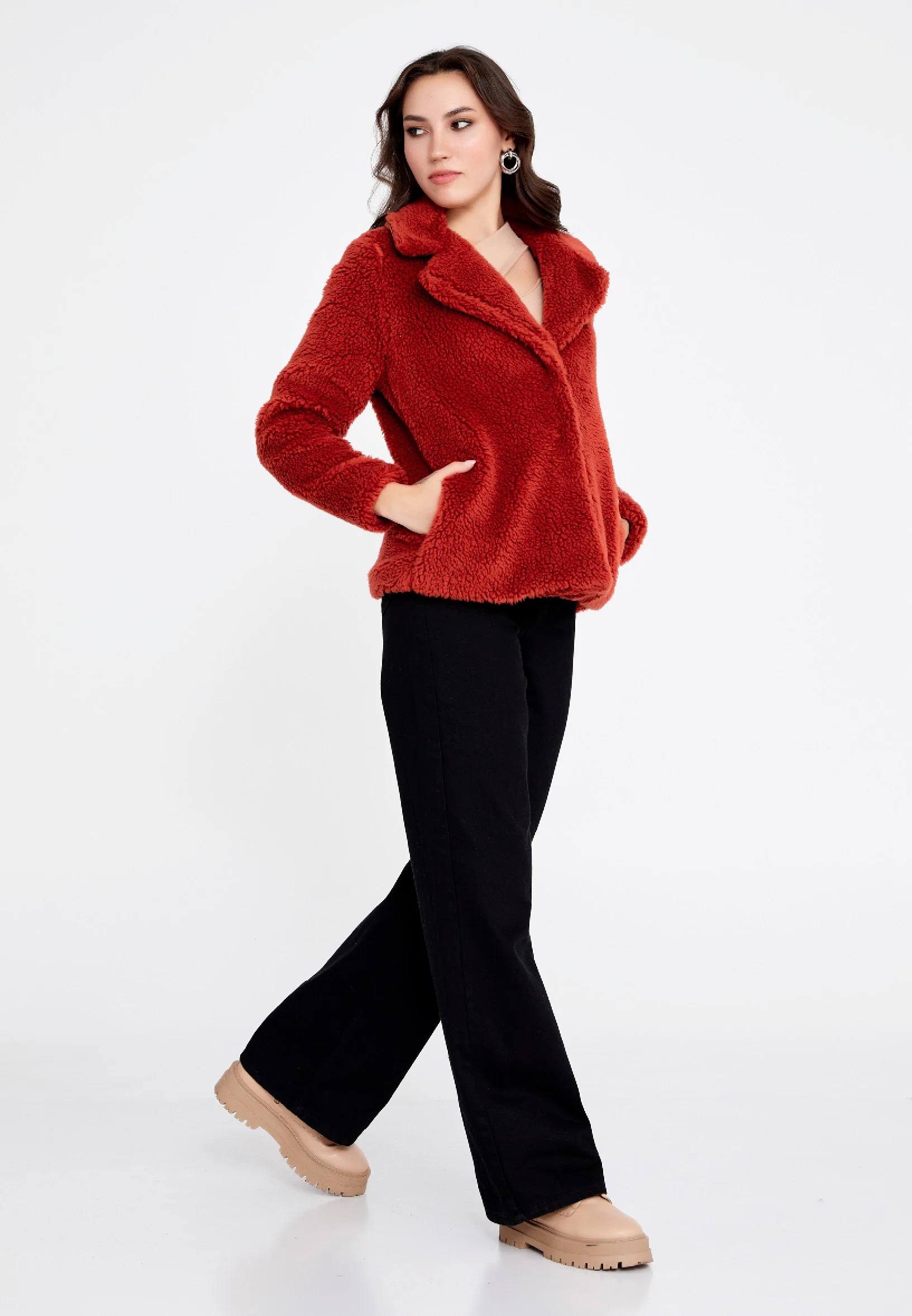 Knitwear Solid Color Regular Coat cav89180 - Image 15