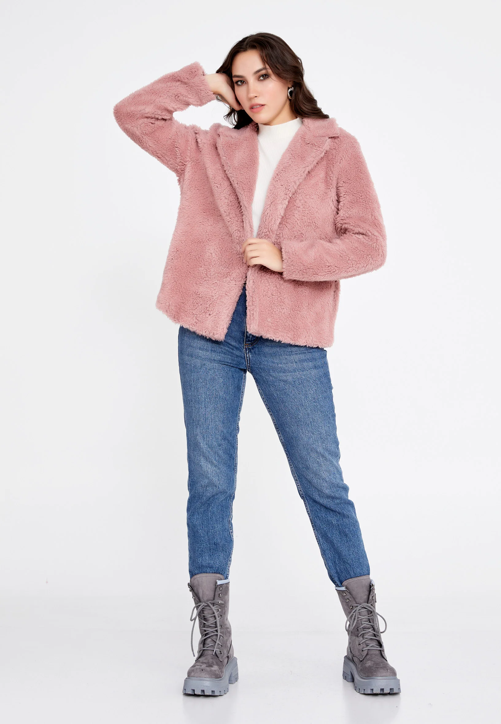 Knitwear Solid Color Regular Coat cav89180 - Image 22