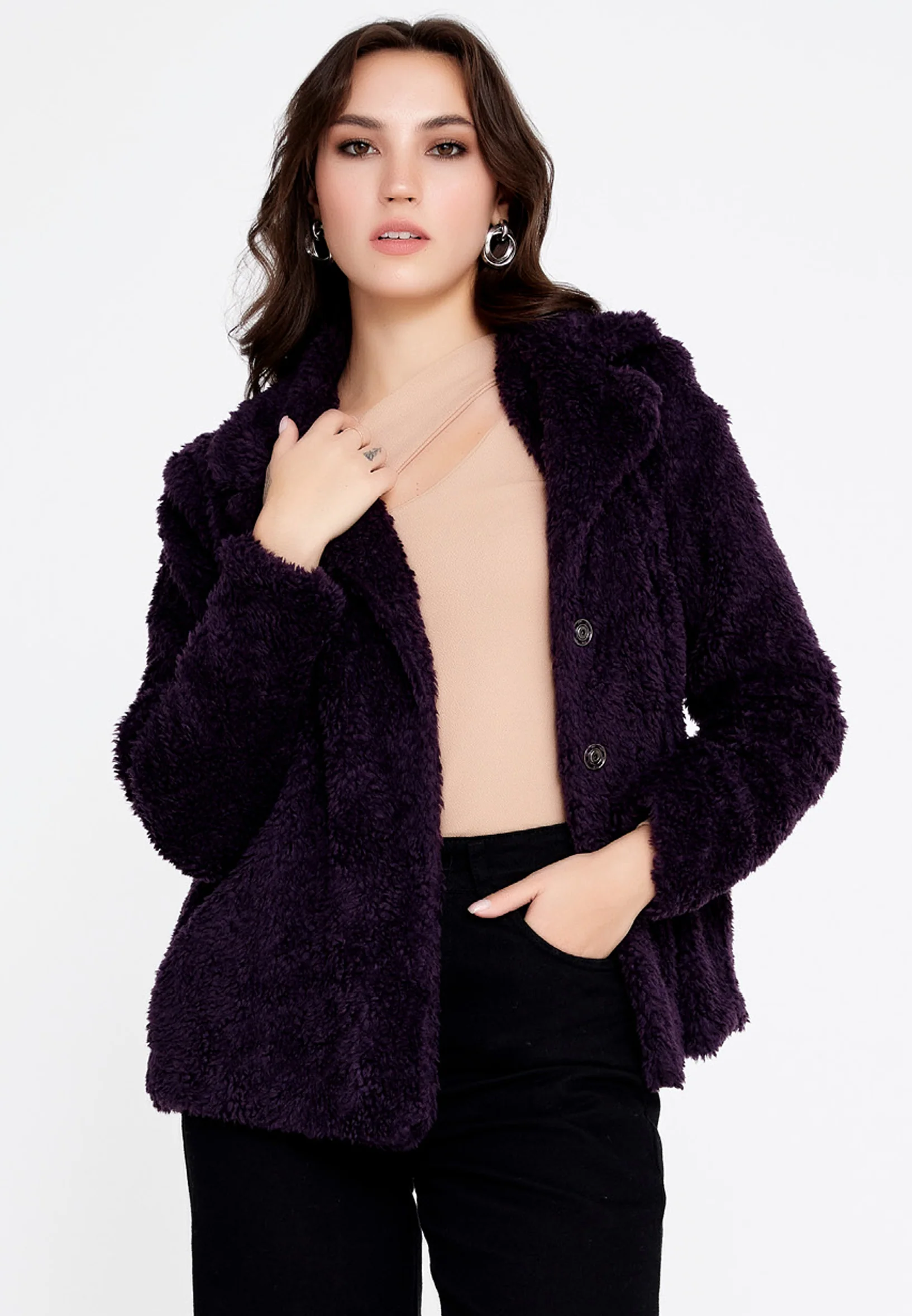 Knitwear Solid Color Regular Coat cav89180 - Image 25