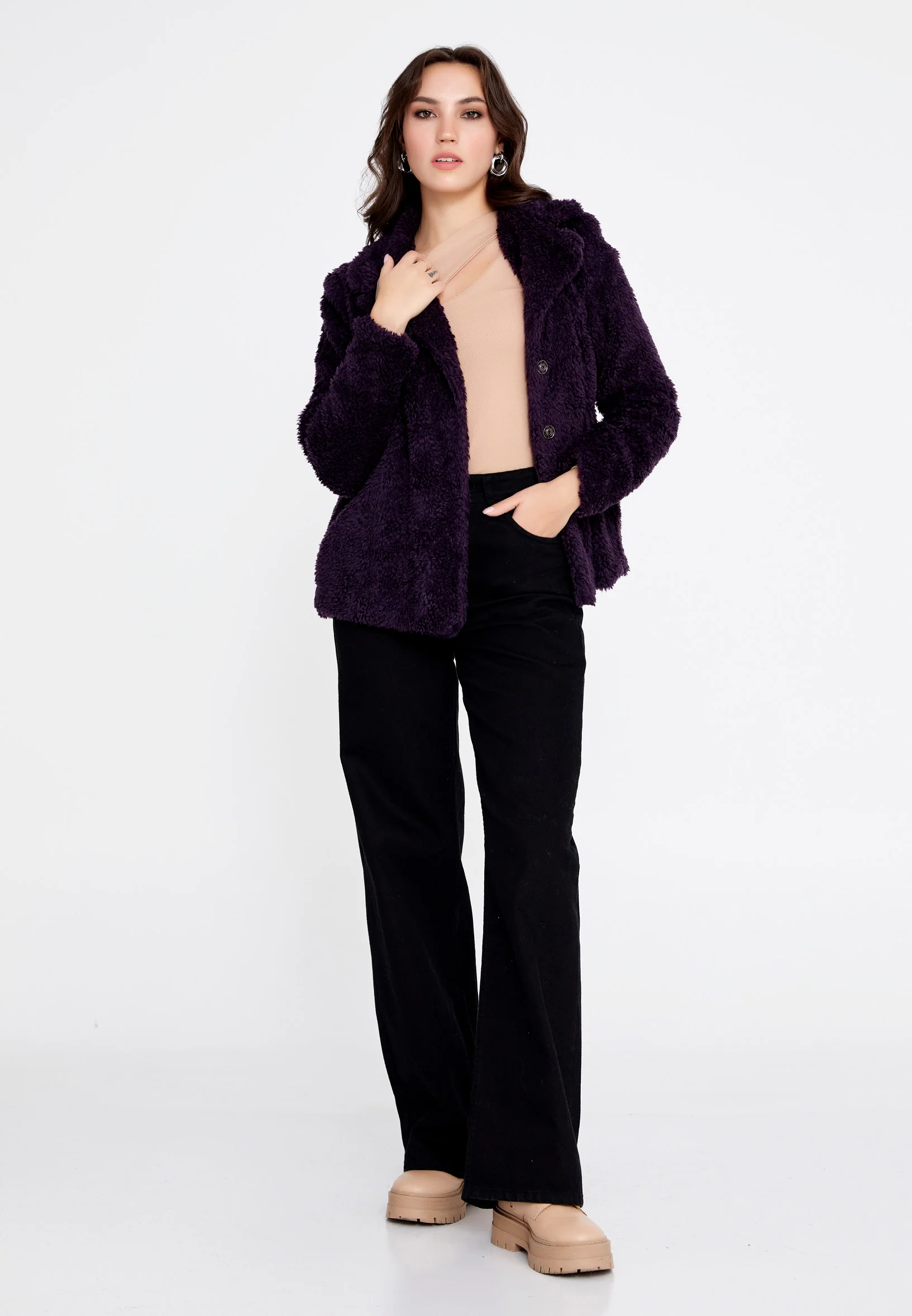 Knitwear Solid Color Regular Coat cav89180 - Image 26