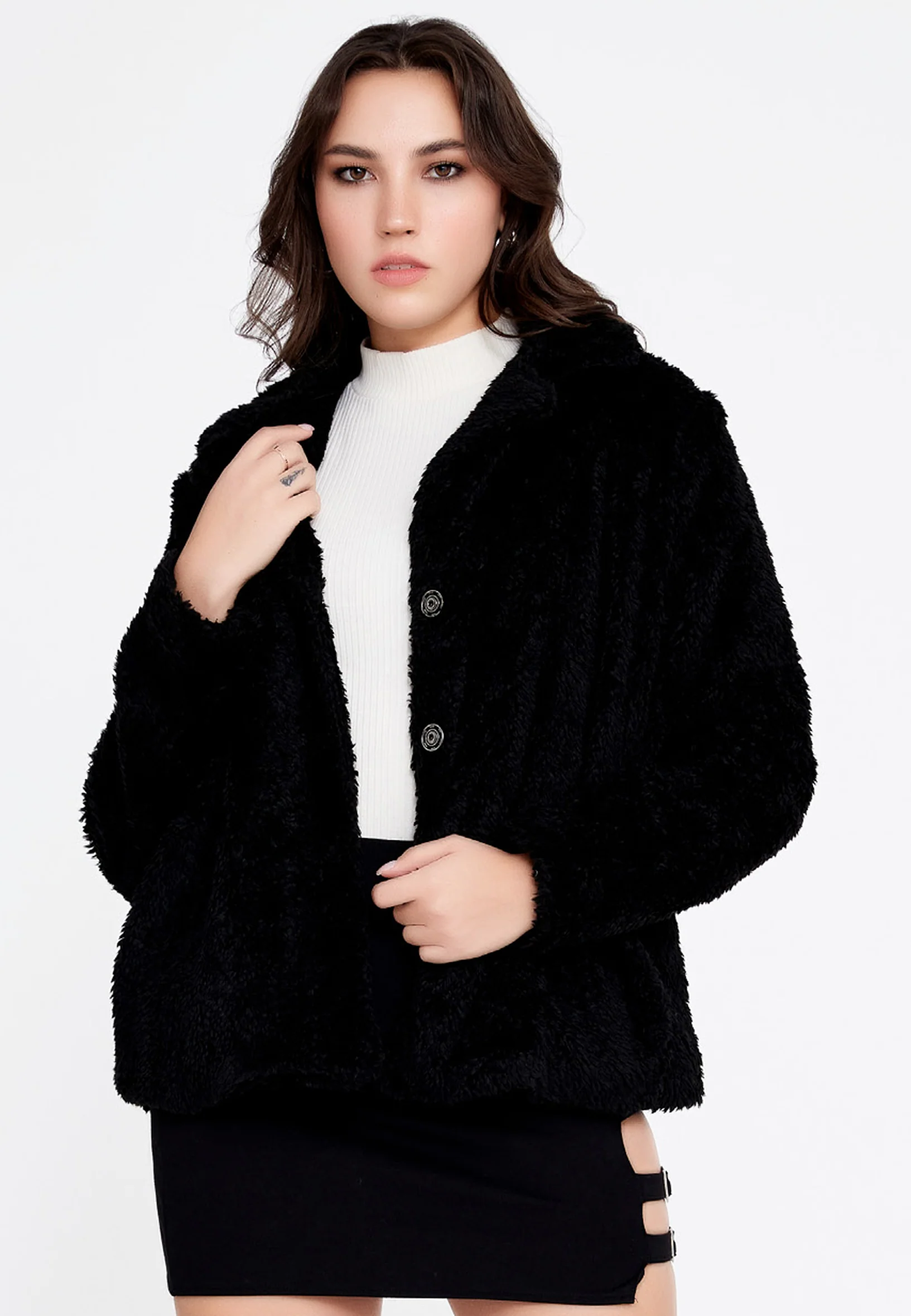 Knitwear Solid Color Regular Coat cav89180 - Image 5