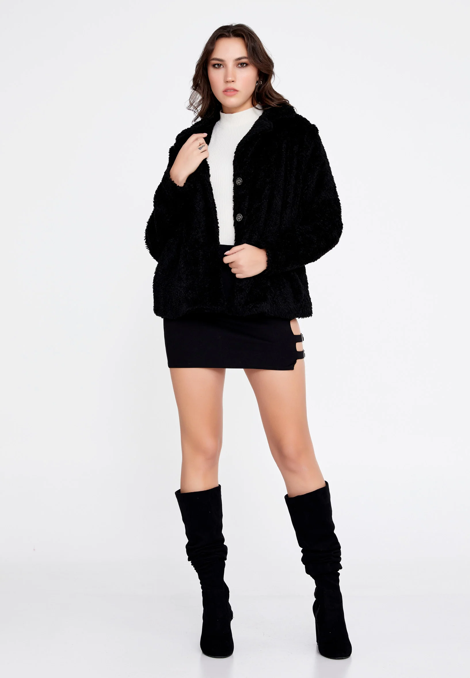 Knitwear Solid Color Regular Coat cav89180 - Image 6