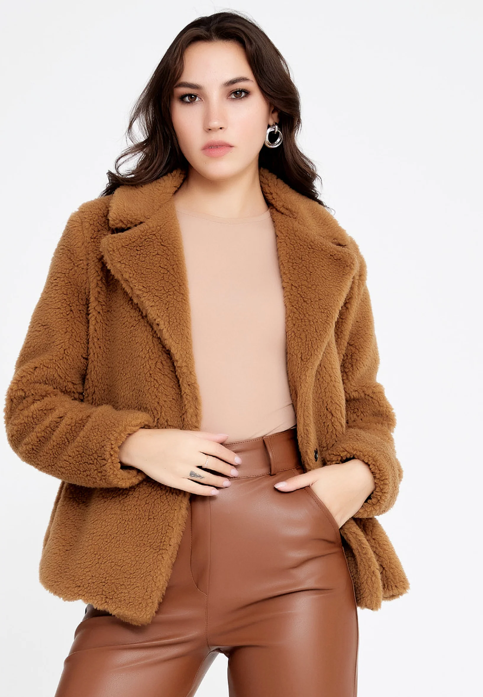 Knitwear Solid Color Regular Coat cav89180 - Image 9
