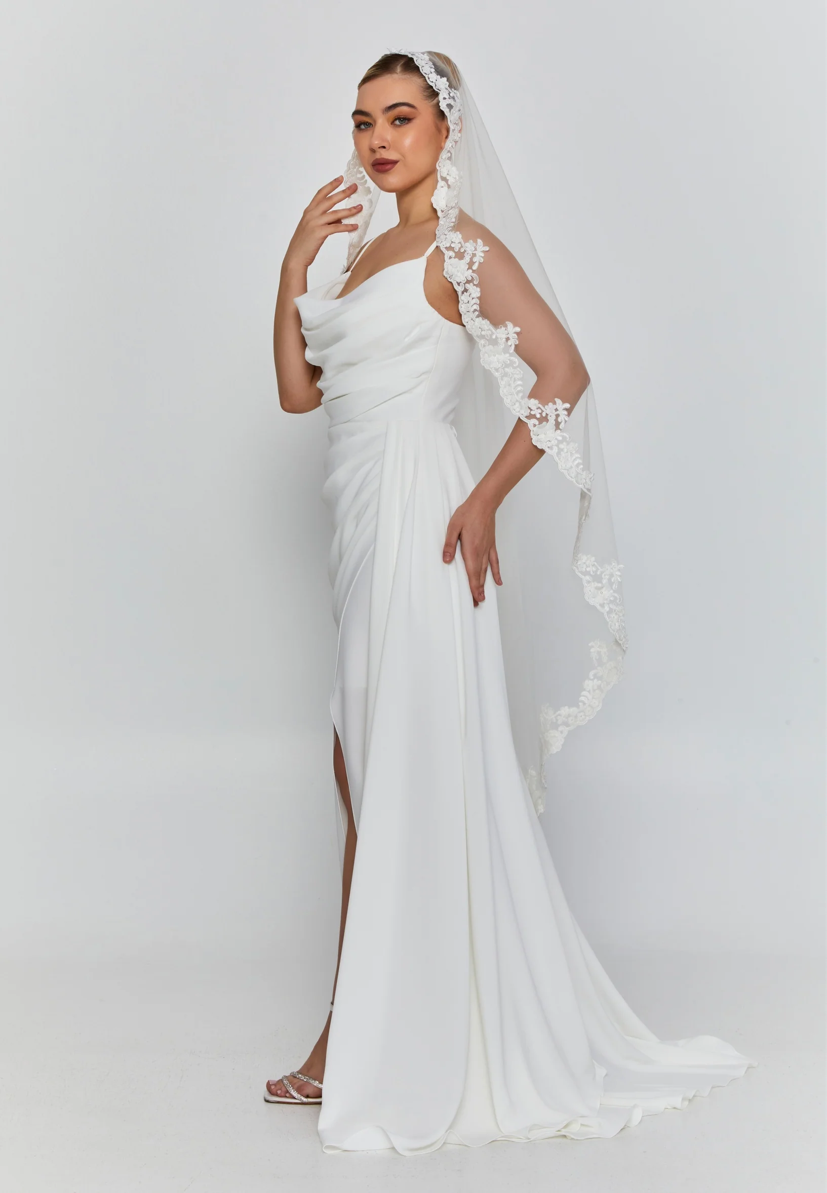Lace Double Tier Tulle Veil abbdvk-110 - Image 3