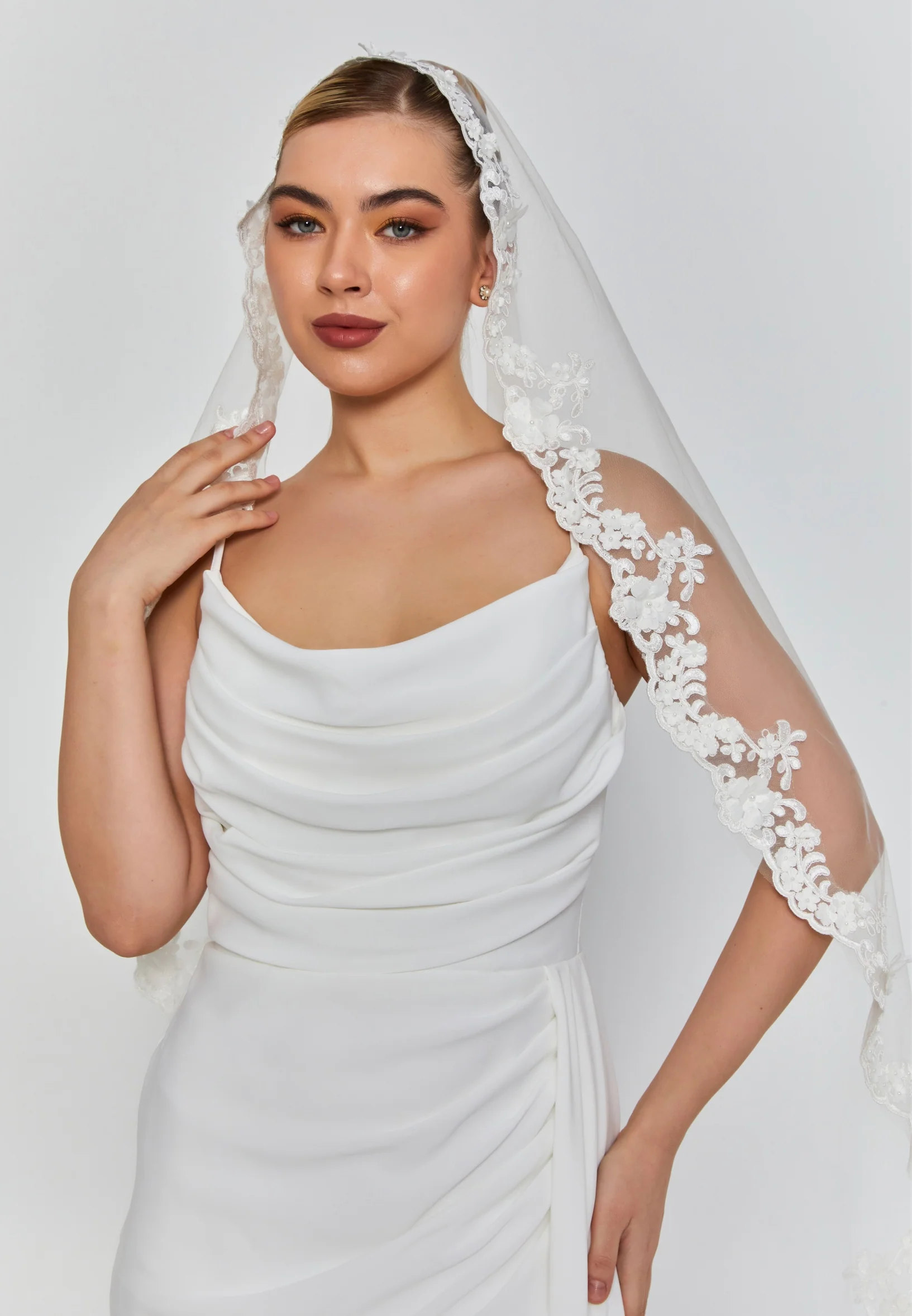 Lace Double Tier Tulle Veil abbdvk-110 - Image 4