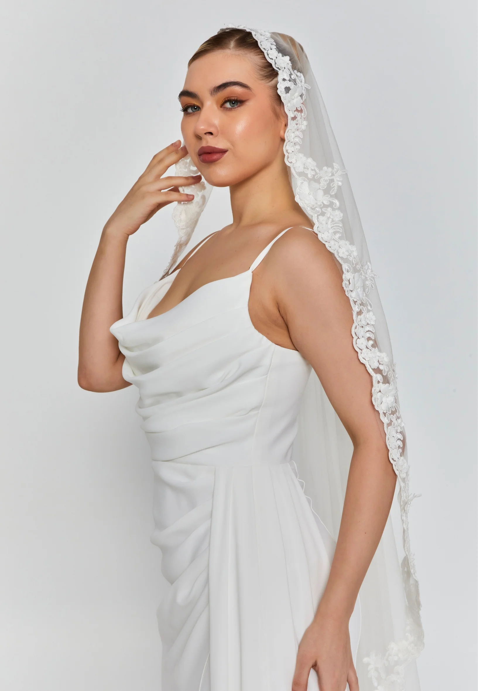 Lace Double Tier Tulle Veil abbdvk-110 - Image 5